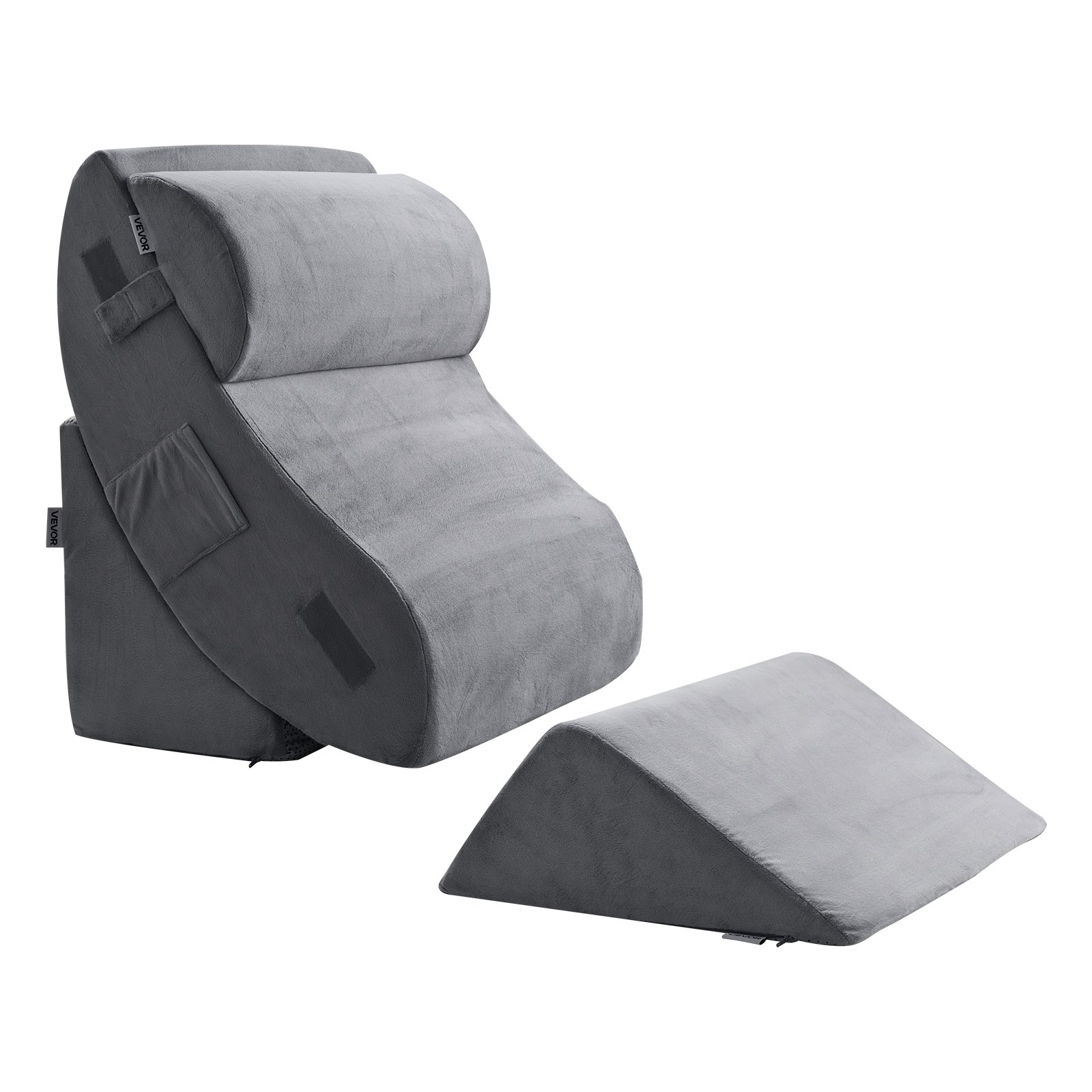 Wedge Pillow for Sleeping, 4 Pcs Adjustable Orthopedic Bed Wedge Set, Support Leg Neck Shoulder, Post Surgery Pillow for Back Pain, Acid Reflux, Snoring Relief, Sitting up in Bed, Dark Grey - Image 1