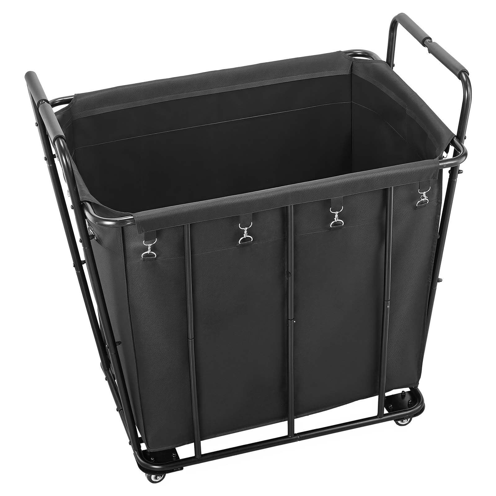 Laundry Cart, Rolling Grocery Utility Cart with Waterproof Liner & Swivel Wheels, 118 KG Large Load Capacity, Heavy Duty Shopping Basket for Laundry, Shopping, Camping, Grocery, Luggage, Black - Image 1