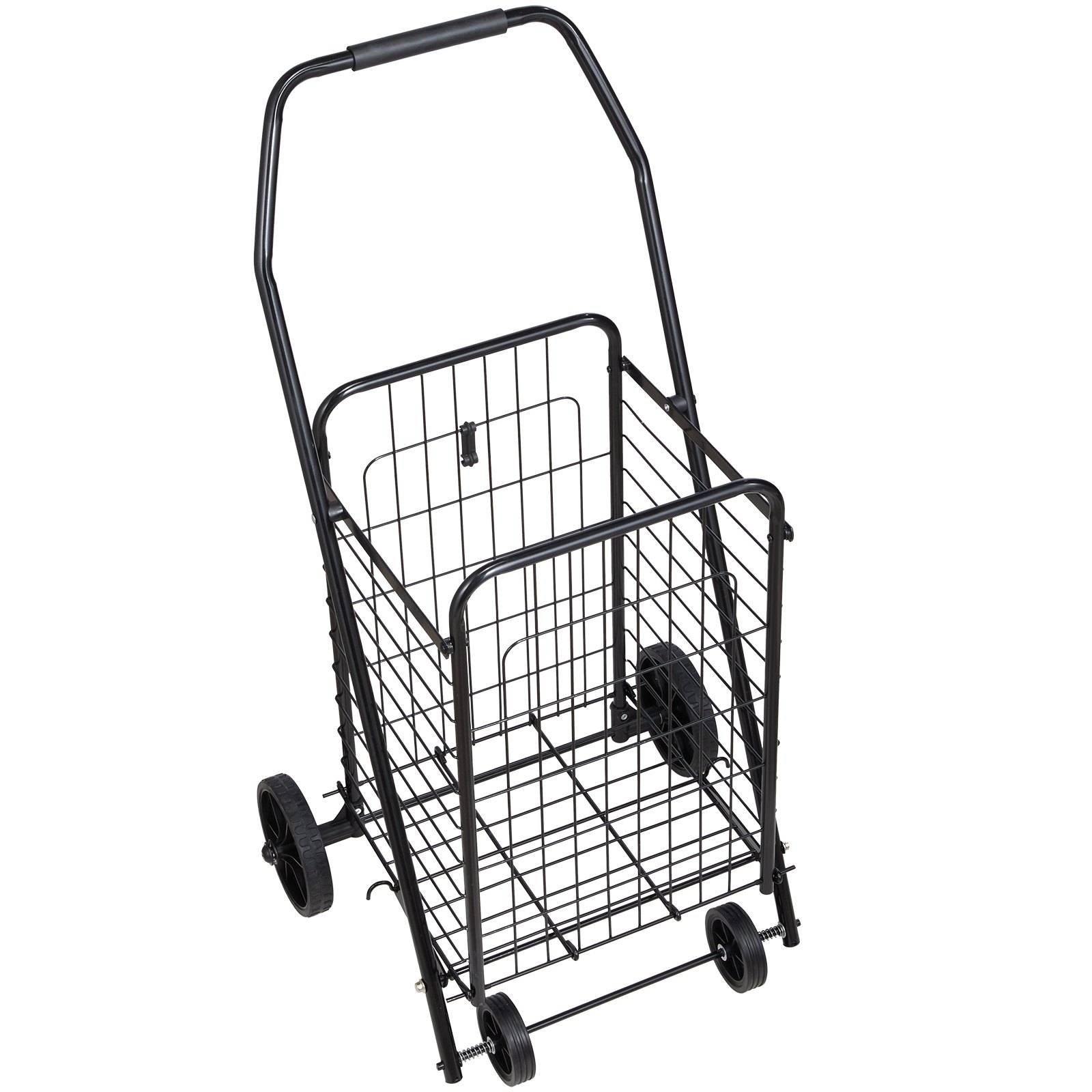Shopping Cart, Folding Grocery Utility Cart with Swivel Wheels, 40.8 kg Large Load Capacity, Heavy Duty Rolling Laundry Basket Butler for Laundry, Shopping, Camping, Grocery, Luggage, Black - Image 1