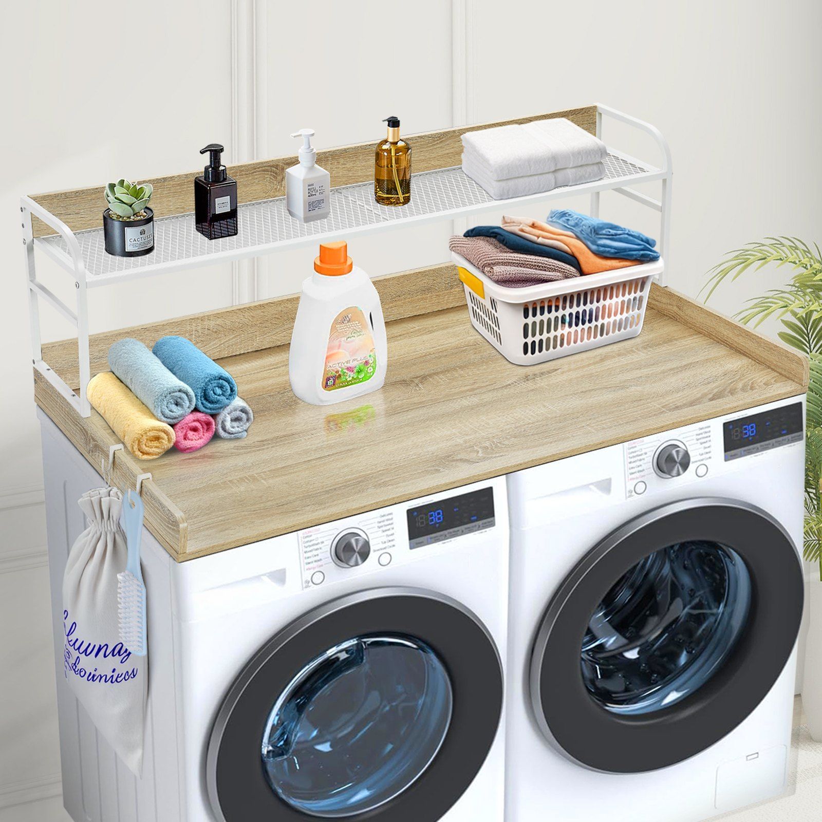 Washer Dryer Countertop with 2-Tier Shelf, 54
