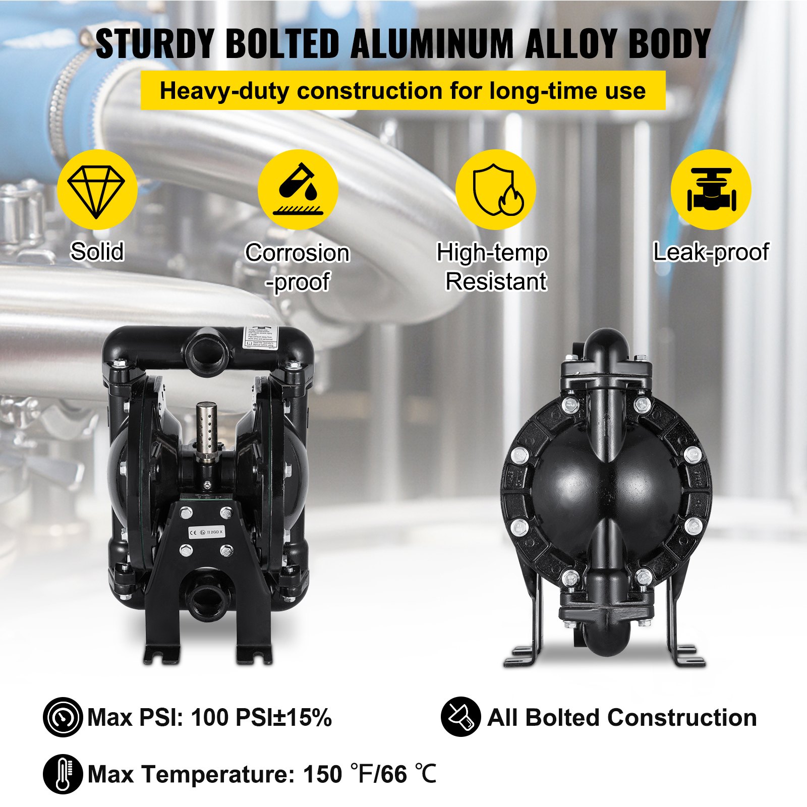 Air-Operated Double Diaphragm Pump 24 GPM 1 Inch Inlet And Outlet - Image 3
