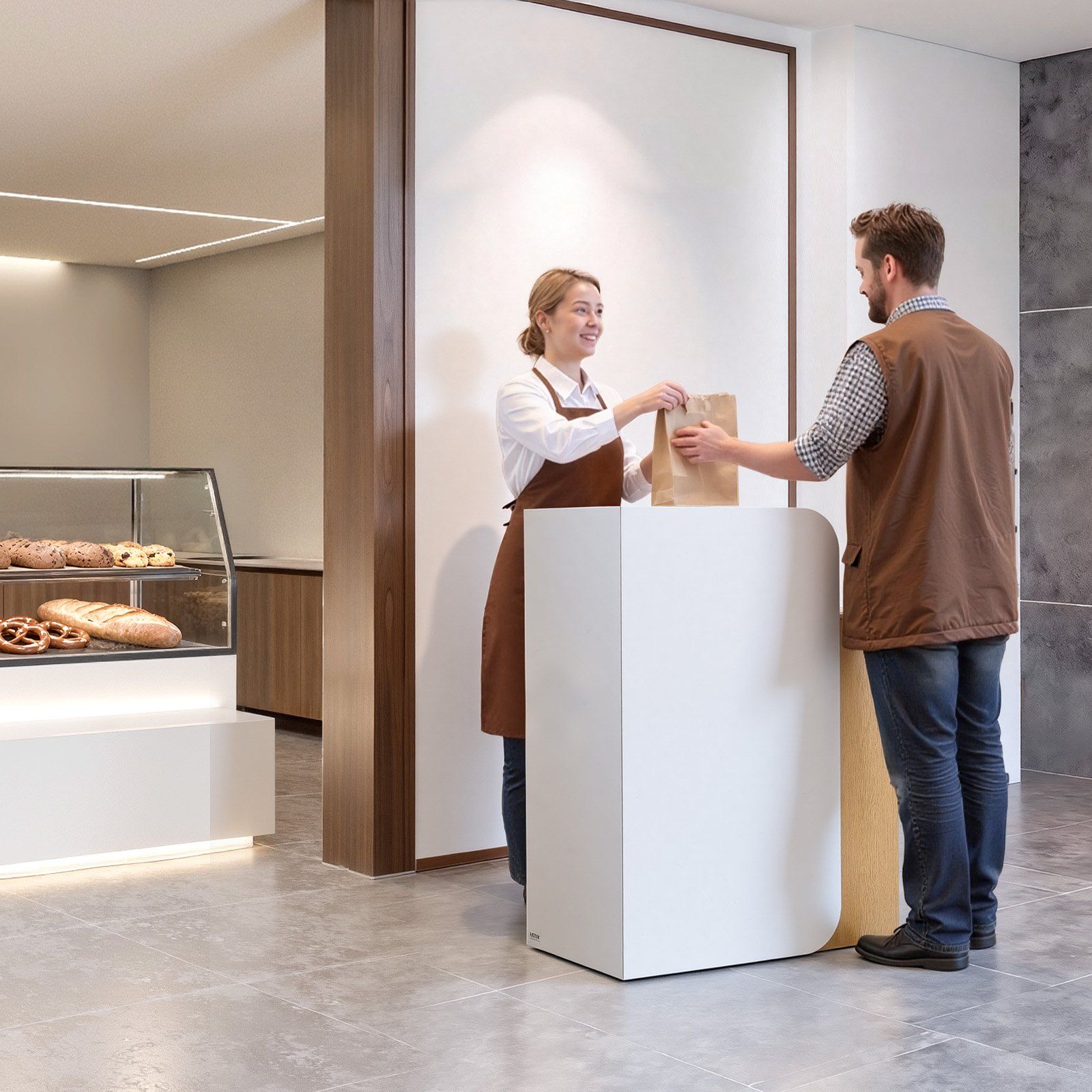 Reception Desk, 80 cm Rectangular Front Counter Table, Modern Office Reception Desk with LED Light, 2 Drawers & Power Outlets, Retail Counter Table for Checkout, Lobby, Beauty Salon, Office - Image 8