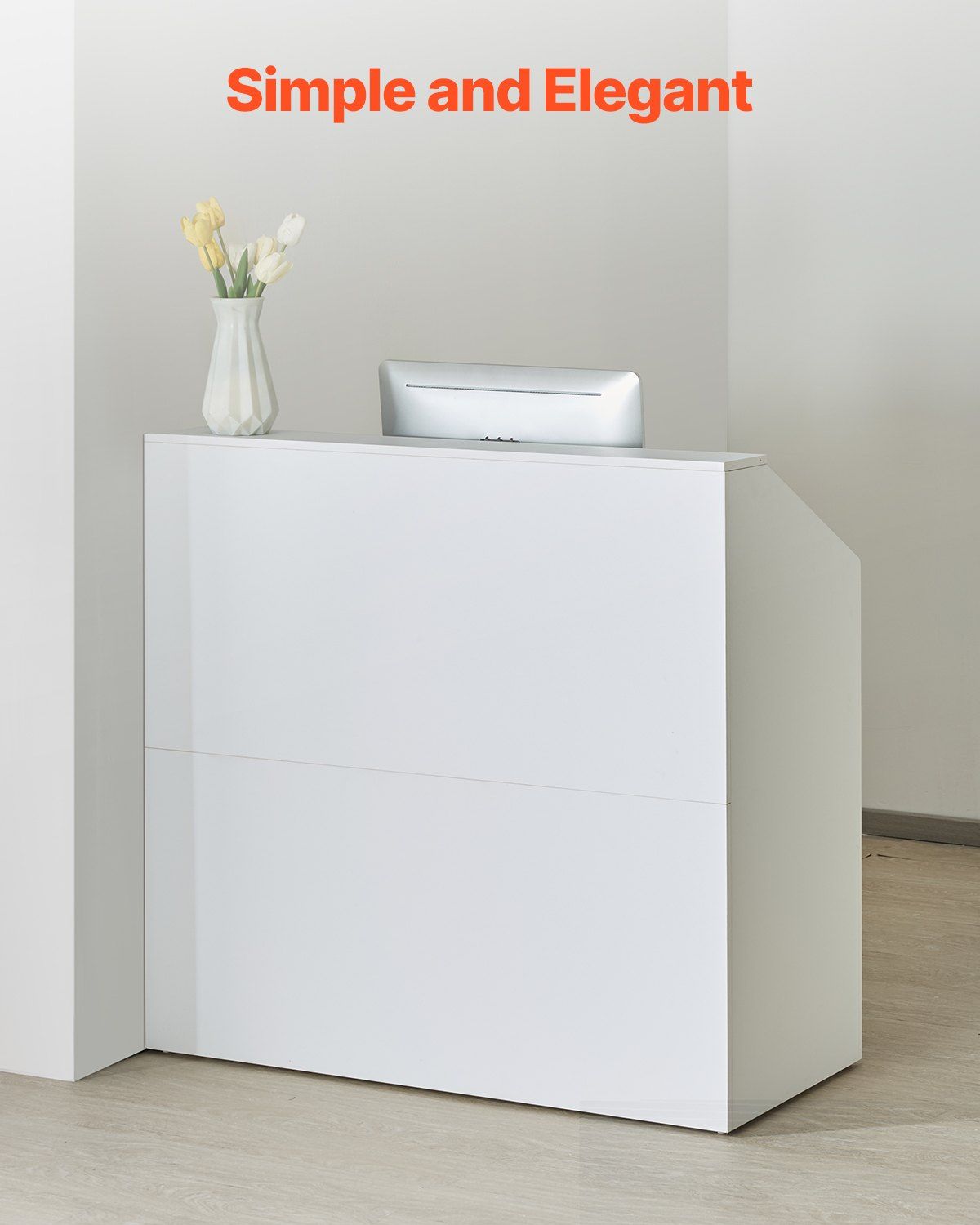 Reception Desk, 1180 x 500 x 1115 mm Rectangular Front Counter Table, Office Reception Desk, Retail Counter and Front Reception Counter, for Checkout, Lobby, Beauty Salon and Office, White - Image 4