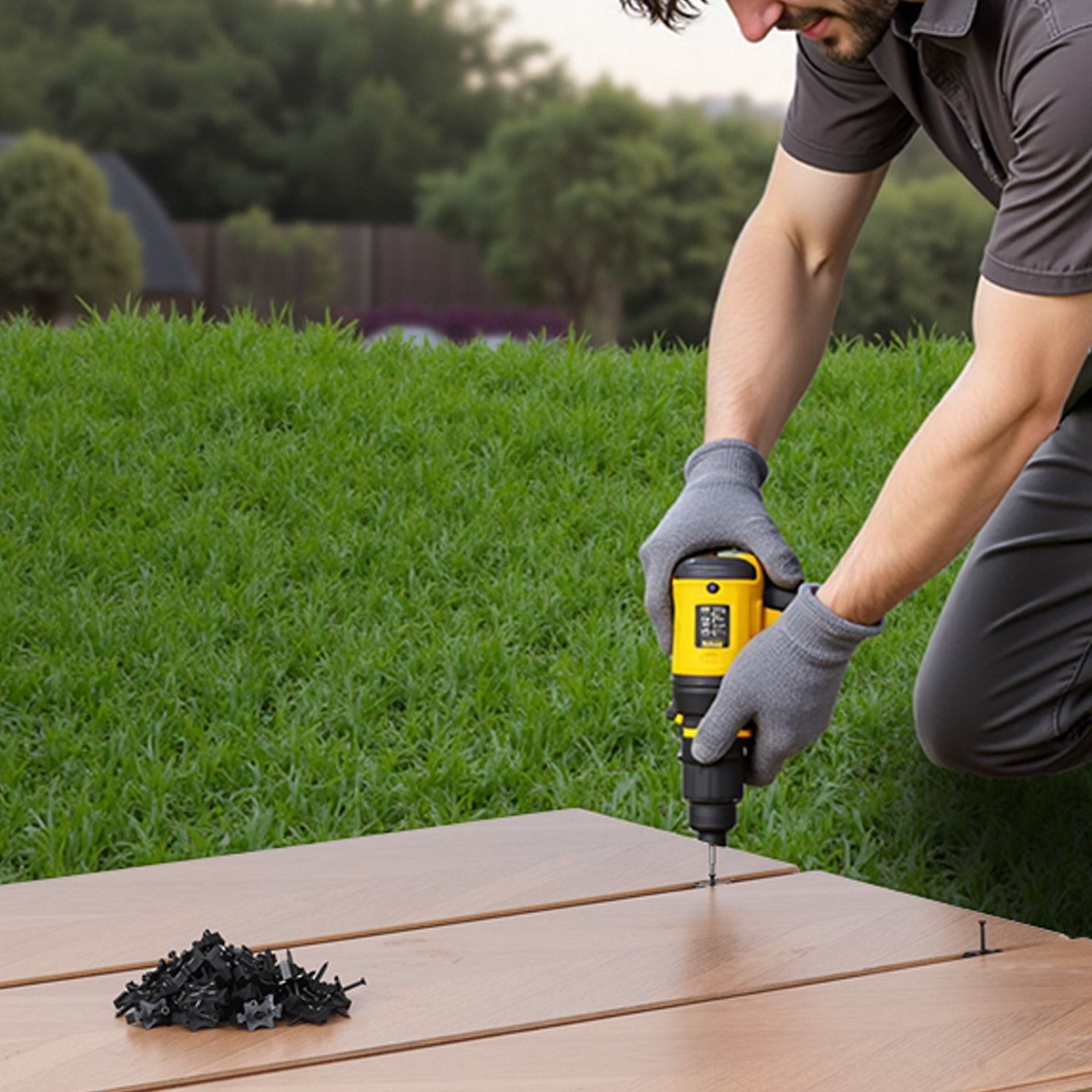 500PCS Hidden Deck Fasteners for Composite Decking Board, Universal Composite T Clips & Plastic Hidden Fasteners with Metal Screws,Polypropylene PP Clips Works with 6.5 mm Gaps, Black - Image 8