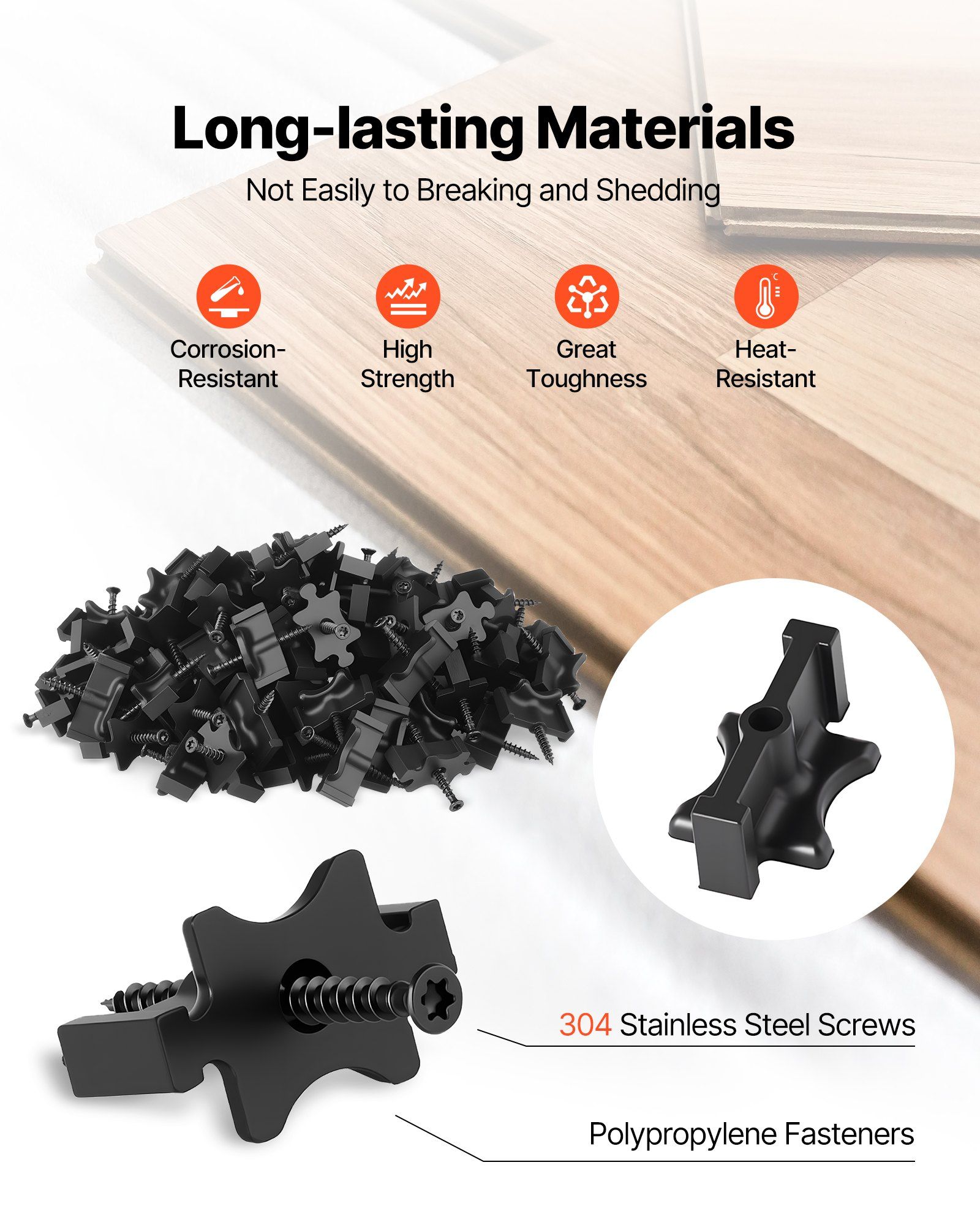 900PCS Hidden Deck Fasteners for Composite Decking Board, Universal Composite T Clips & Plastic Hidden Fasteners with Metal Screws,Polypropylene PP Clips Works with 6.5 mm Gaps, Black - Image 2
