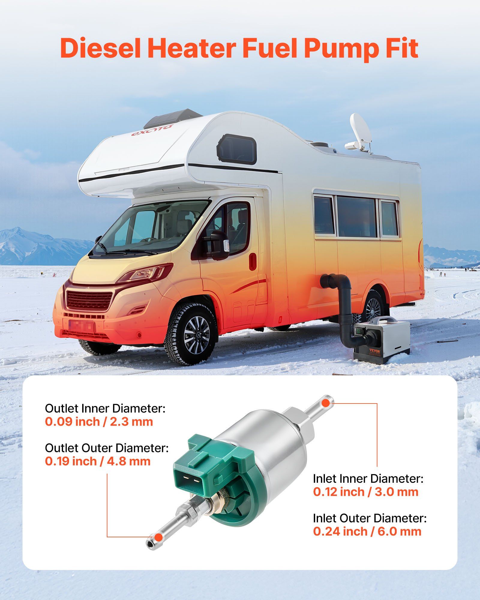 Diesel Heater Fuel Pump, 12V DC Car Air Heater Diesel Fuel Dosing Pump, 22ML Aluminum Air Diesels Parking Heaters Pumps Fits for 2KW 5KW 8KW Diesels Heaters, Quiet Design, Pulse Technology - Image 2