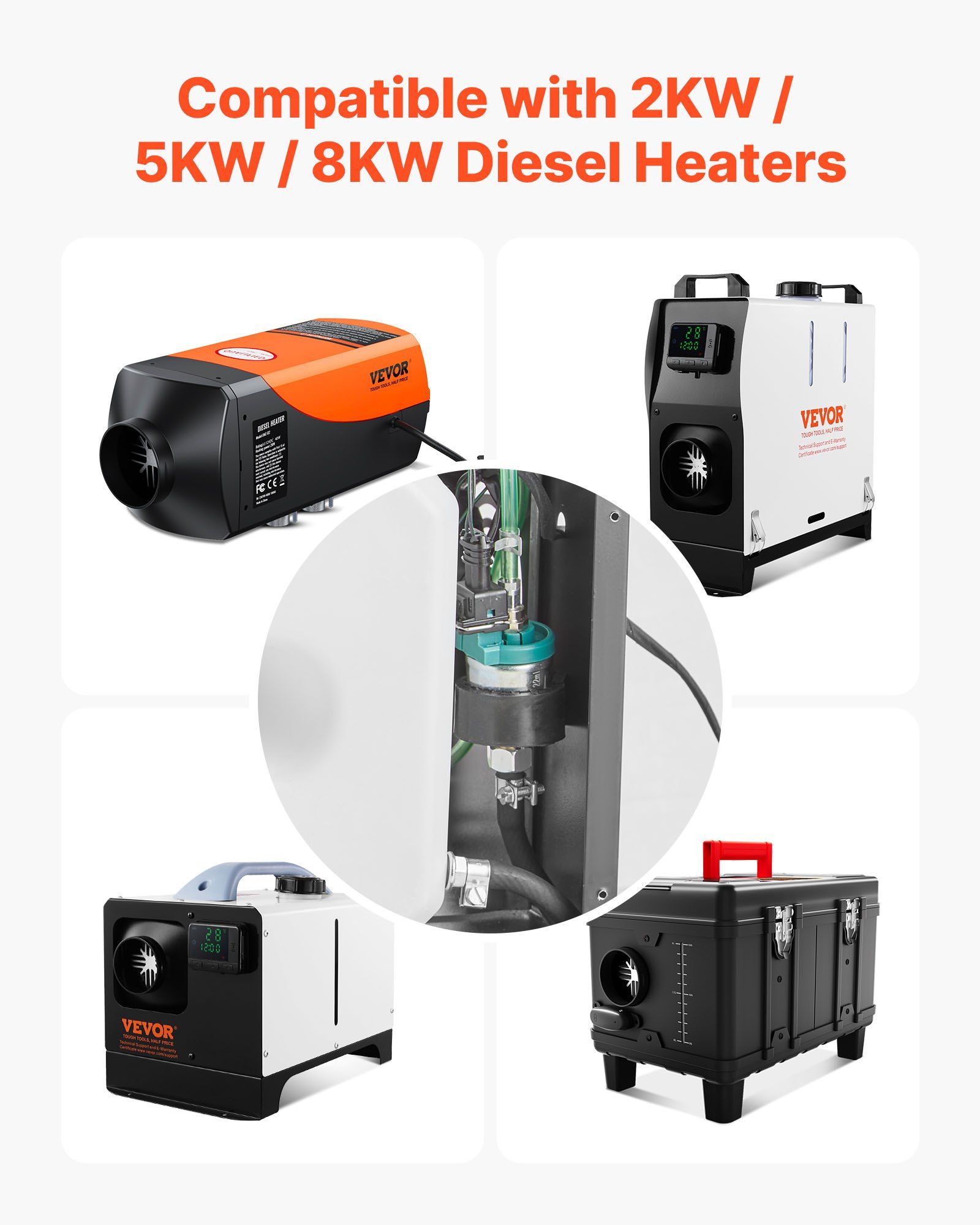 Diesel Heater Fuel Pump, 12V DC Car Air Heater Diesel Fuel Dosing Pump, 22ML Aluminum Air Diesels Parking Heaters Pumps Fits for 2KW 5KW 8KW Diesels Heaters, Quiet Design, Pulse Technology - Image 3