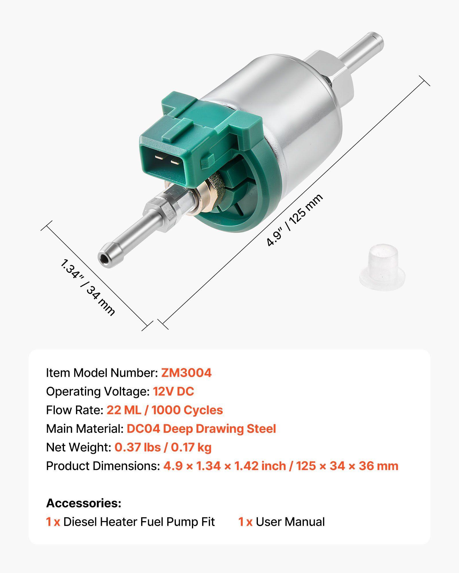 Diesel Heater Fuel Pump, 12V DC Car Air Heater Diesel Fuel Dosing Pump, 22ML Aluminum Air Diesels Parking Heaters Pumps Fits for 2KW 5KW 8KW Diesels Heaters, Quiet Design, Pulse Technology - Image 7