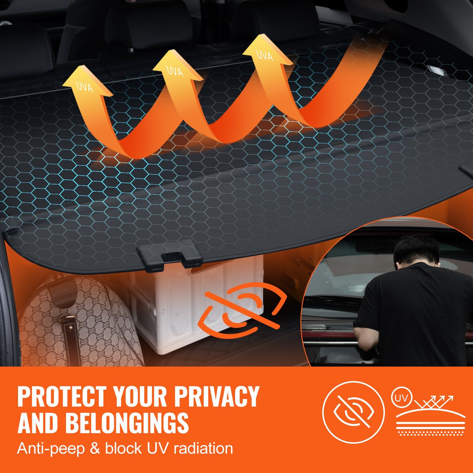 Retractable Cargo Cover for Mazda, Upgraded Waterproof Trunk Cover Security Shield Shade for Mazda CX-5 2017-2025 5-Seater, UV Resistant Rear Trunk Cover, Aluminum Alloy & PVC Leather Texture - Image 3