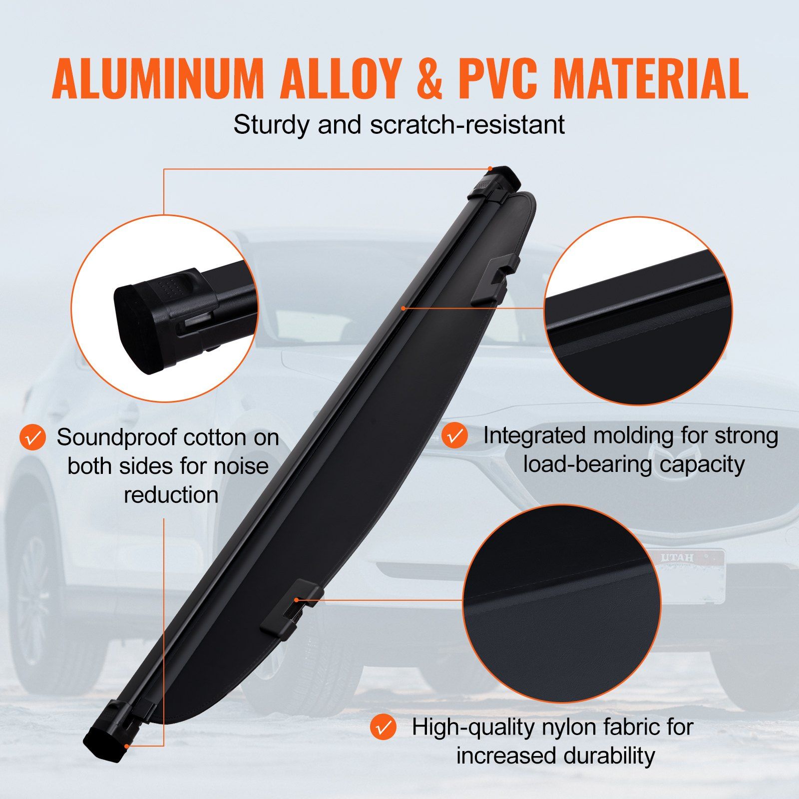 Retractable Cargo Cover for Mazda, Upgraded Waterproof Trunk Cover Security Shield Shade for Mazda CX-5 2017-2025 5-Seater, UV Resistant Rear Trunk Cover, Aluminum Alloy & PVC Leather Texture - Image 6