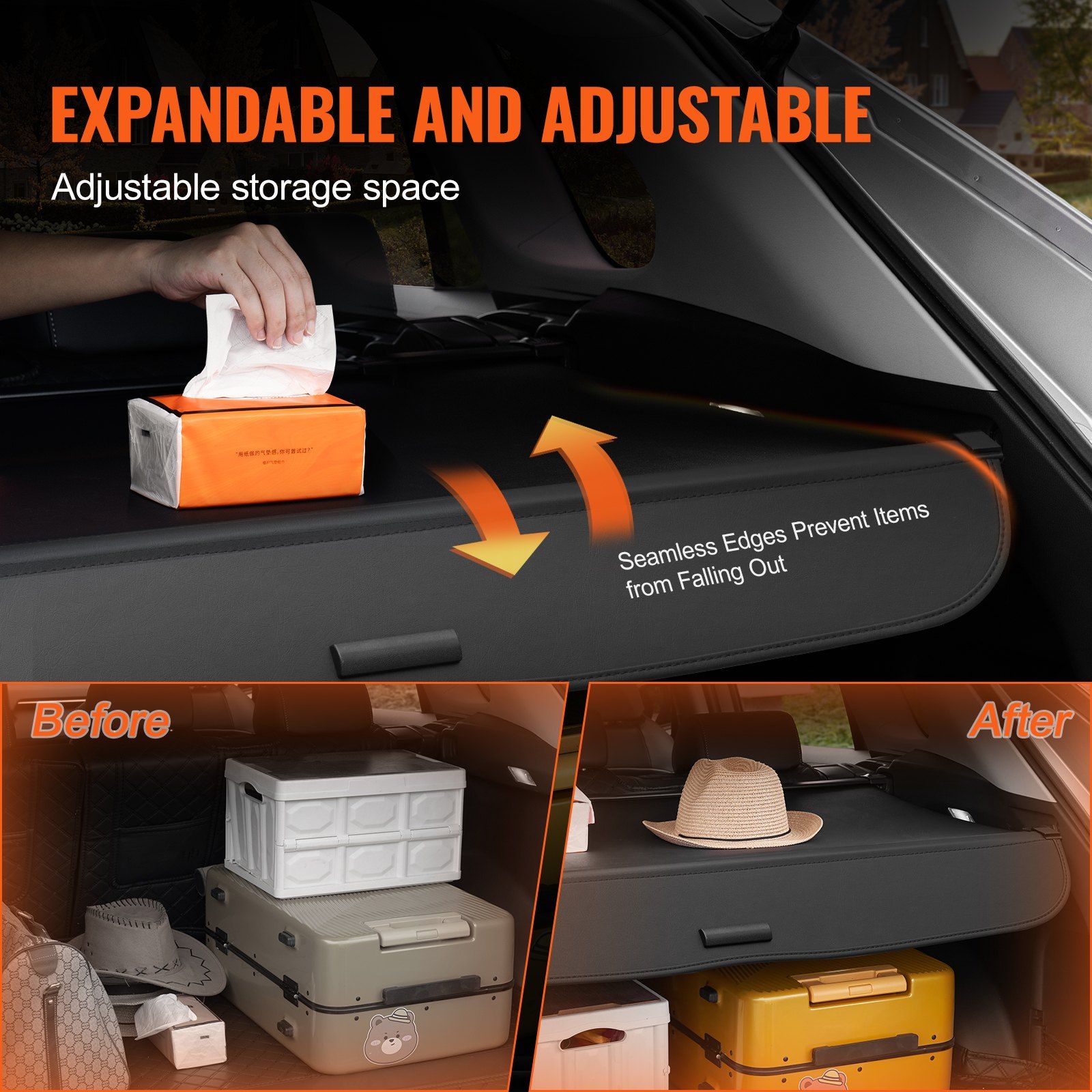 Retractable Cargo Cover for Honda, Upgraded Waterproof Trunk Cover Security Shield Shade for Honda CRV 2023-2025 5-Seater, UV Resistant Rear Trunk Cover with Aluminum Alloy & PVC Leather Texture - Image 4