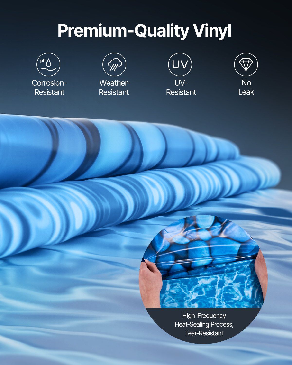 27-ft Round Above Ground Pool Liner, Unibead Pool Liners, Standard Gauge, 52inch Wall Height, Designed for Steel Sided Above-Ground Swimming Pools - Image 5