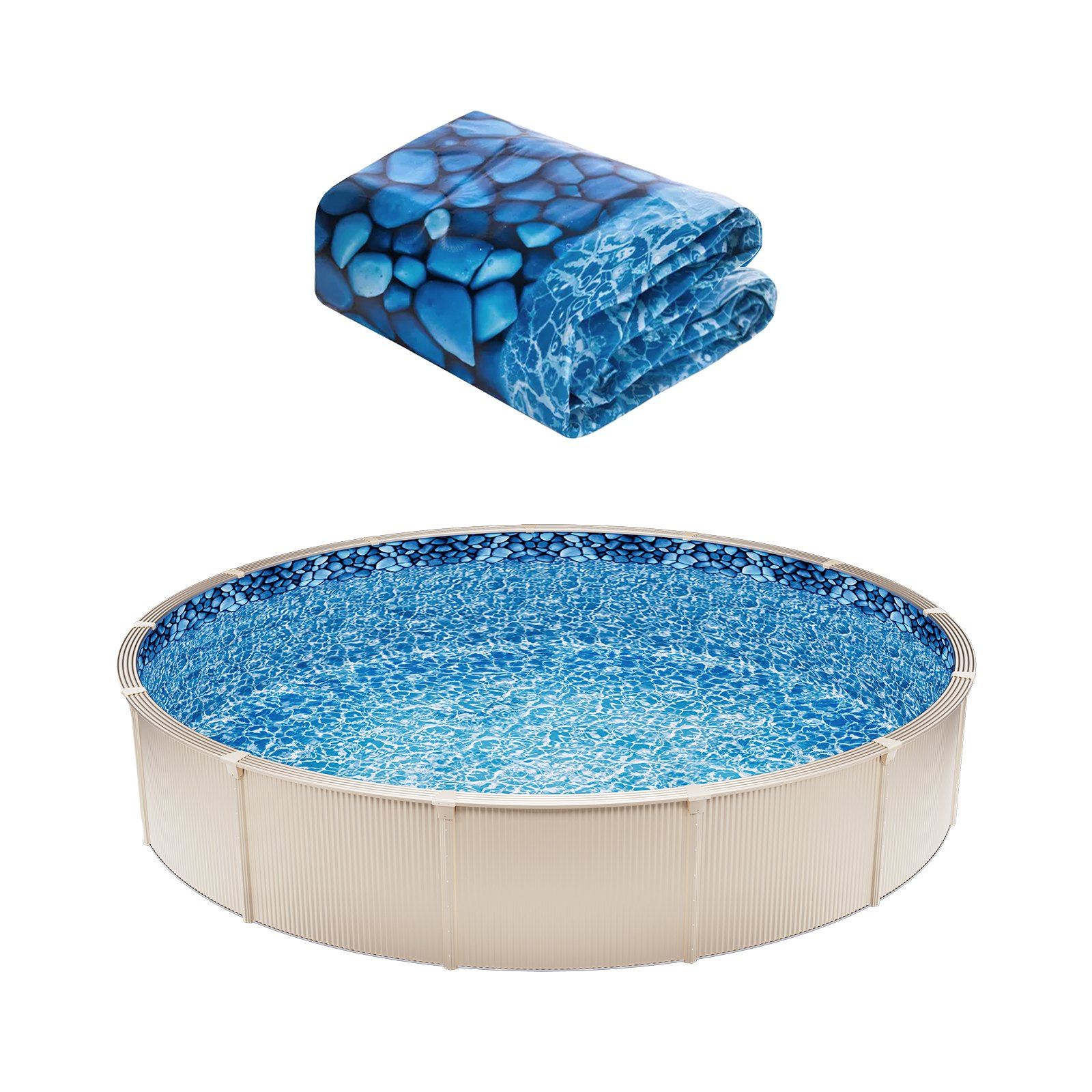 30-ft Round Above Ground Pool Liner, Overlap Pool Liners, Standard Gauge Vinyl, 48-to-54inch Wall Height, Designed for Steel Sided Above-Ground Swimming Pools - Image 1