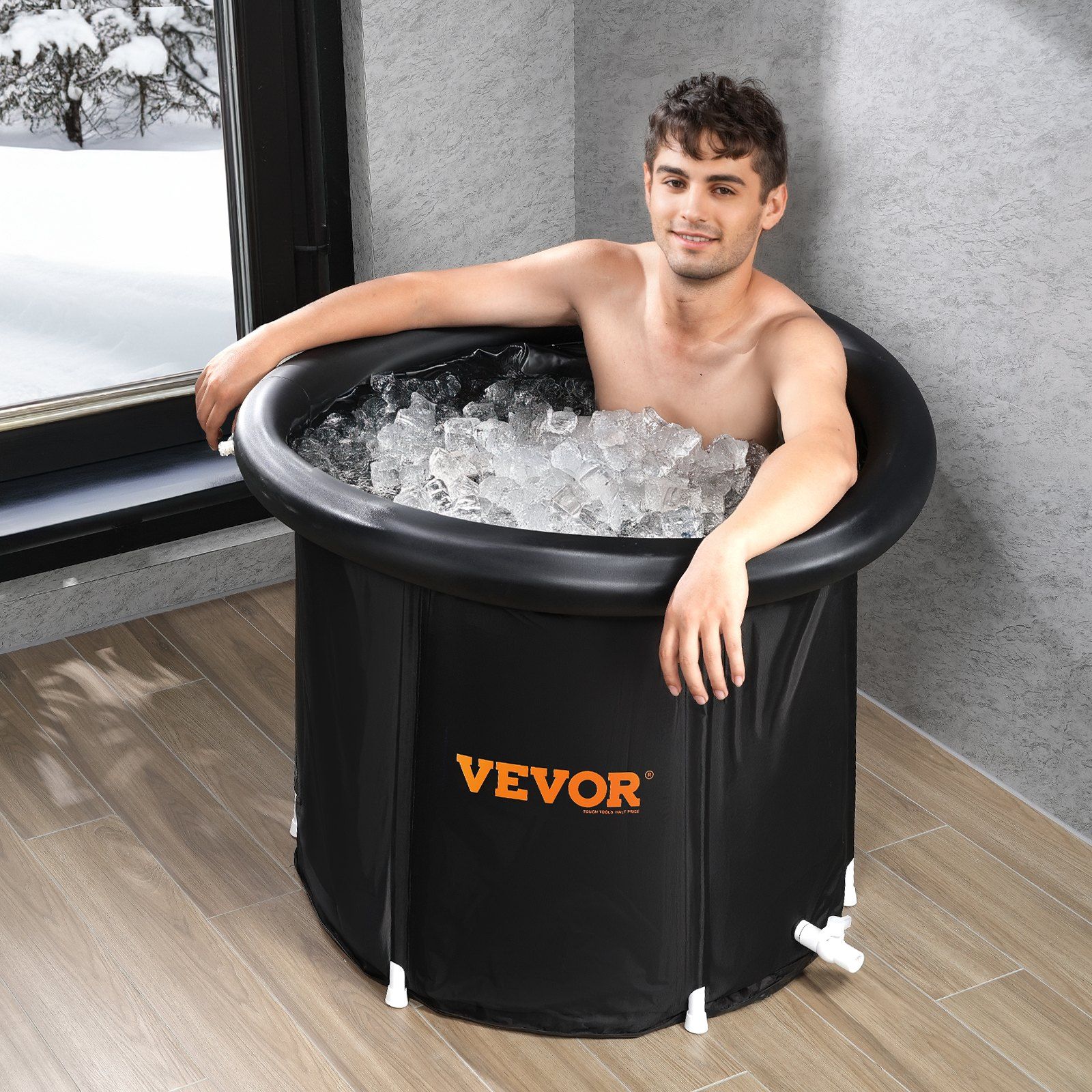 Ice Bath Tub, 80 cm Long Cold Water Therapy Plunge Tub for Athletes, Portable Outdoor Ice Barrel Plunge Pool for Recovery, 341L Inflatable Folding Bathtub with Cover, Home Ice Pod for Adult - Image 8