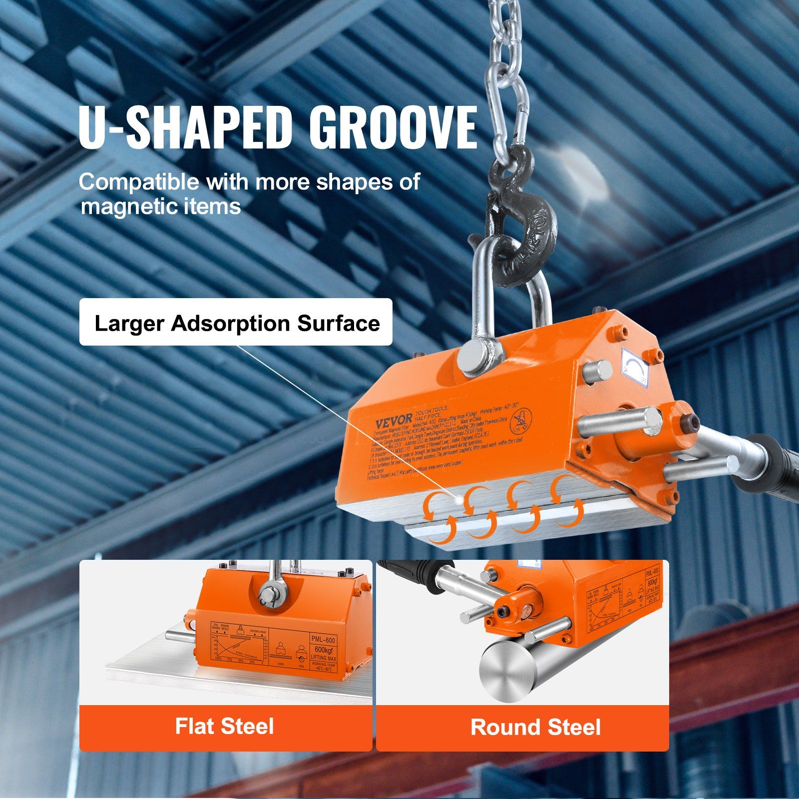 Magnetic Lifter, 600 kg Pulling Capacity, 2.5 Safety Factor, Neodymium & Steel, Lifting Magnet with Release, Permanent Lift Magnets, Heavy Duty Magnet for Hoist, Shop Crane, Block, Board - Image 6