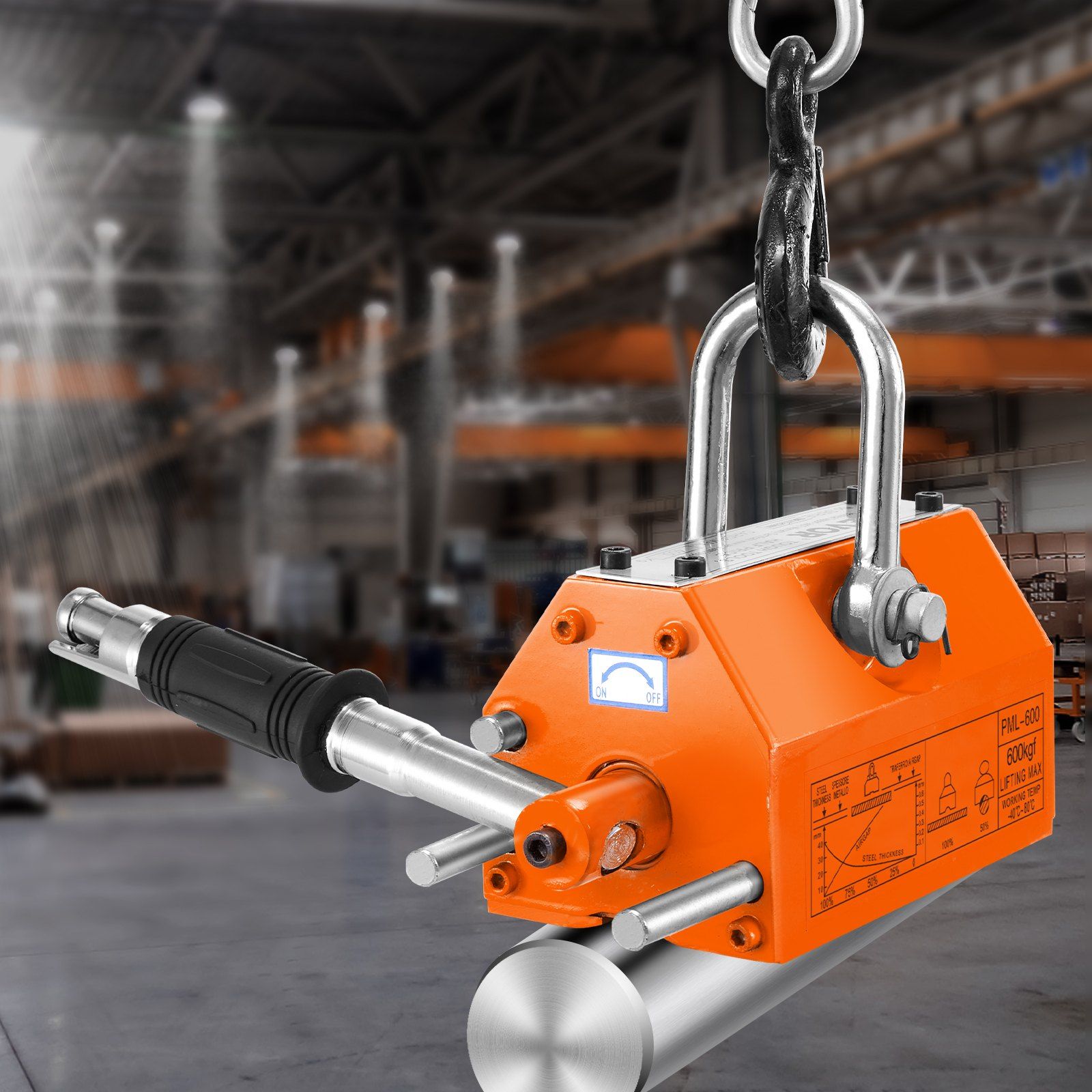 Magnetic Lifter, 600 kg Pulling Capacity, 2.5 Safety Factor, Neodymium & Steel, Lifting Magnet with Release, Permanent Lift Magnets, Heavy Duty Magnet for Hoist, Shop Crane, Block, Board - Image 8