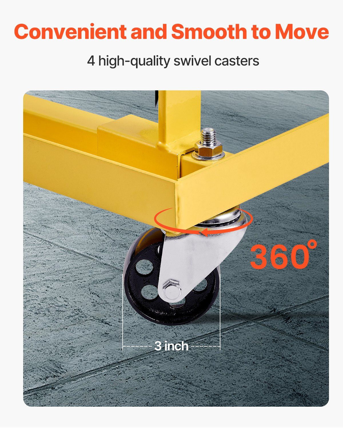 Engine Stand, 340 KG Load Capacity Engine Motor Stand with Adjustable Width & Length, Heavy-Duty Steel Motor Holder with 4 Swivel Casters and 2 Ratchet Straps, Suitable for Most Engines - Image 4