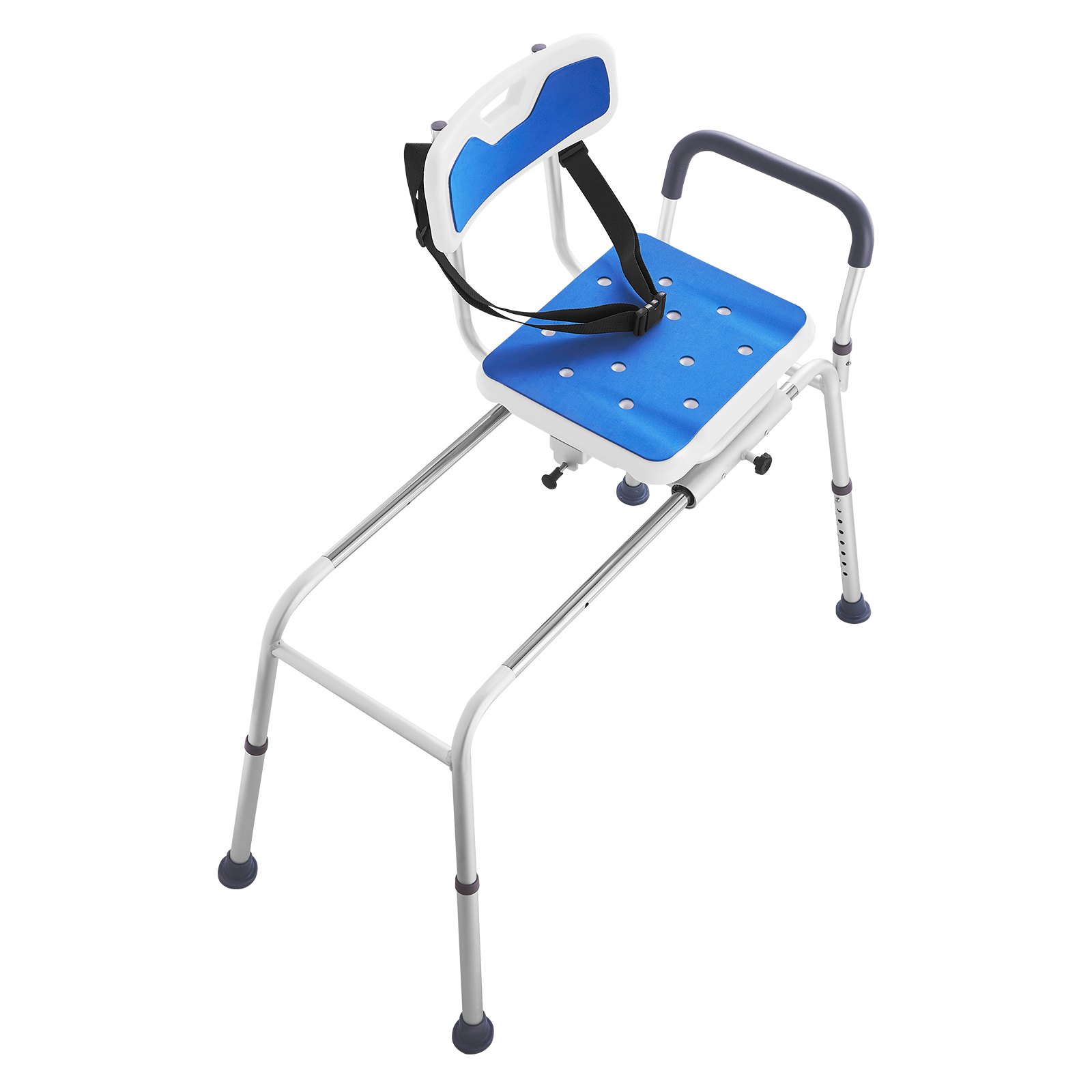Sliding Tub Transfer Bench with 360 Degree Swivel Seat, Height Adjustable Bathtub Transfer Bench with Armrest & Safety Belt, Non-Slip Rotating Shower Chair for Elderly Disabled, 400LBS Capacity - Image 1