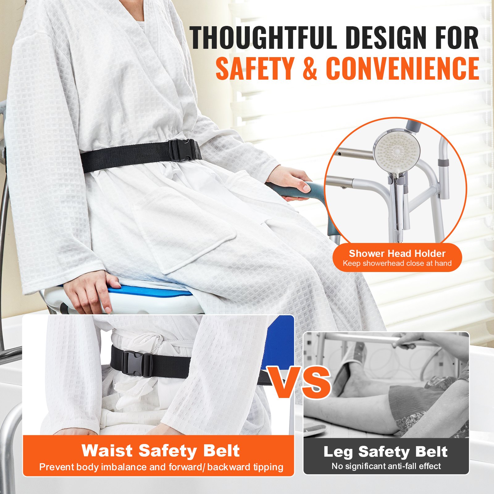 Sliding Tub Transfer Bench with 360 Degree Swivel Seat, Height Adjustable Bathtub Transfer Bench with Armrest & Safety Belt, Non-Slip Rotating Shower Chair for Elderly Disabled, 400LBS Capacity - Image 6