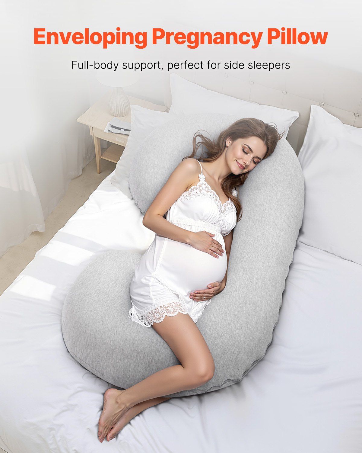 Pregnancy Pillow, C-Shaped Full Body Maternity Pillow, Ultra-Soft and Breathable Pregnant Support Pillows with Removable & Washable Cover, Perfect for Back, Belly, Hip, Legs Relief - Image 2