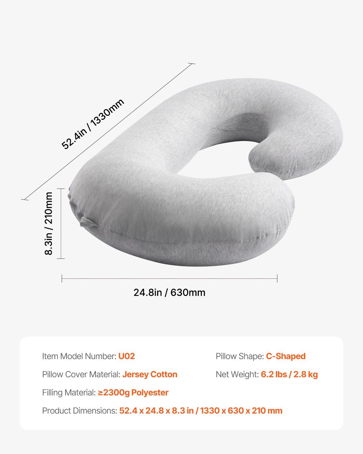 Pregnancy Pillow, C-Shaped Full Body Maternity Pillow, Ultra-Soft and Breathable Pregnant Support Pillows with Removable & Washable Cover, Perfect for Back, Belly, Hip, Legs Relief - Image 7