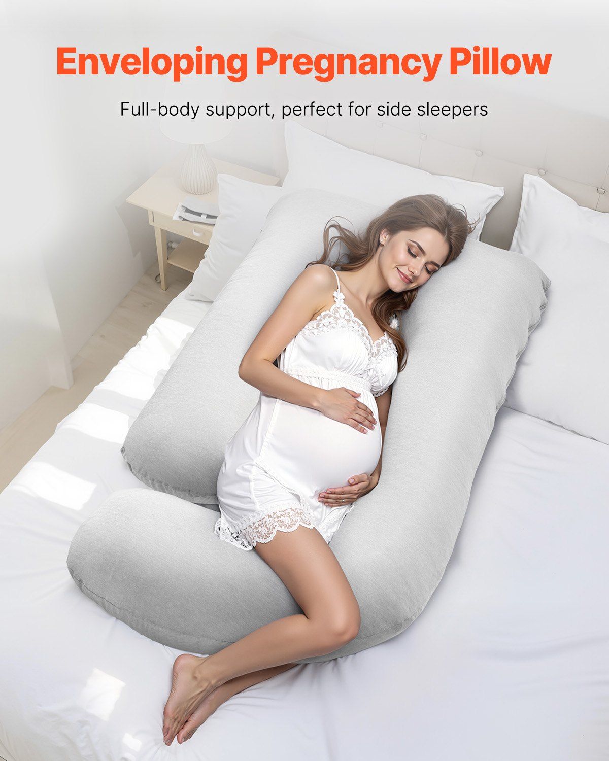 Pregnancy Pillow, G-Shaped Maternity Pillow, Full-Body Support Pillow with Removable & Washable Cover, Soft and Breathable Pregnancy Body Pillows for Back, Belly, Hips, Legs Relief - Image 2