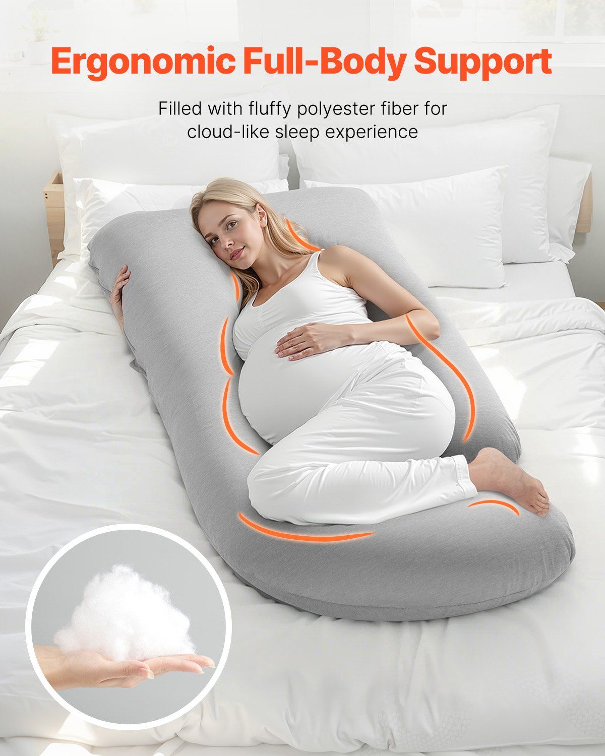 Pregnancy Pillow, G-Shaped Maternity Pillow, Full-Body Support Pillow with Removable & Washable Cover, Soft and Breathable Pregnancy Body Pillows for Back, Belly, Hips, Legs Relief - Image 3