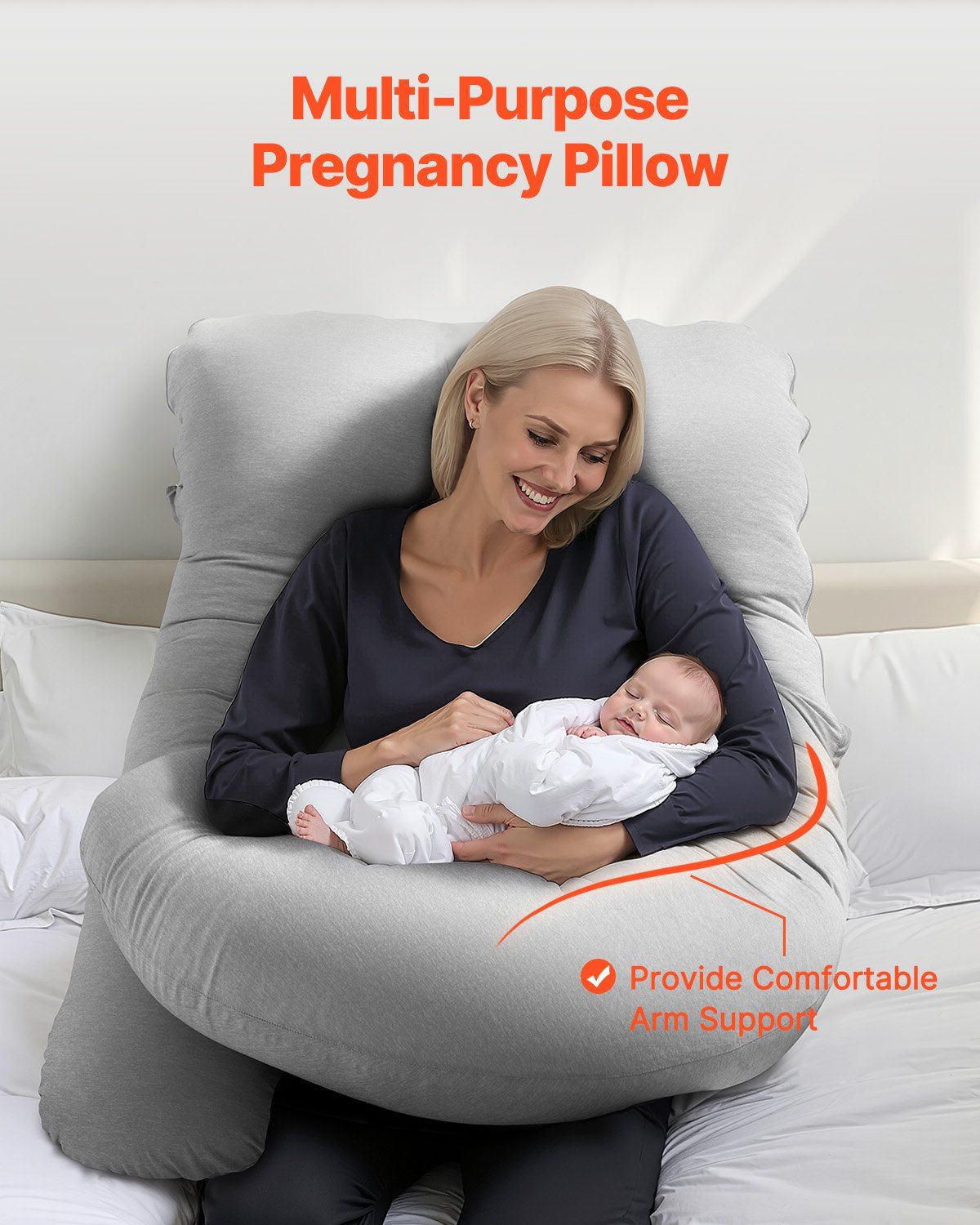 Pregnancy Pillow, G-Shaped Maternity Pillow, Full-Body Support Pillow with Removable & Washable Cover, Soft and Breathable Pregnancy Body Pillows for Back, Belly, Hips, Legs Relief - Image 6