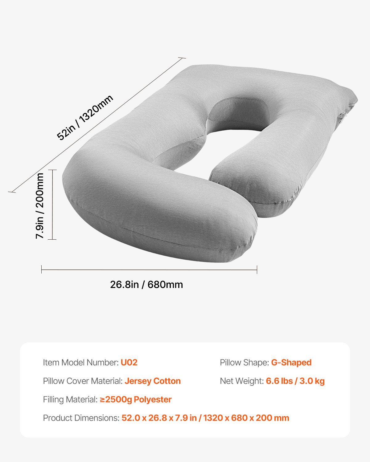 Pregnancy Pillow, G-Shaped Maternity Pillow, Full-Body Support Pillow with Removable & Washable Cover, Soft and Breathable Pregnancy Body Pillows for Back, Belly, Hips, Legs Relief - Image 7