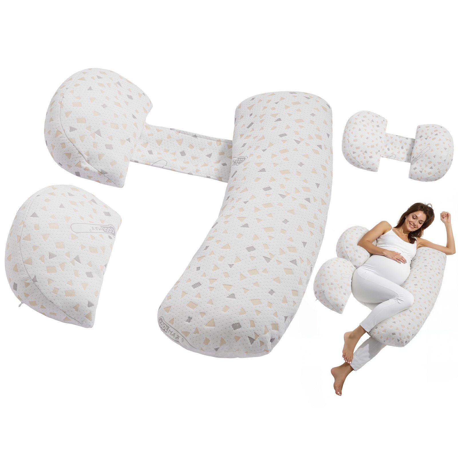 Pregnancy Pillows, Adjustable Maternity Pillow for Pregnant Women, Soft Pregnancy Body Pillow with Removable & Washable Cover for Back Belly Hip Support, Lightweight and Portable - Image 1