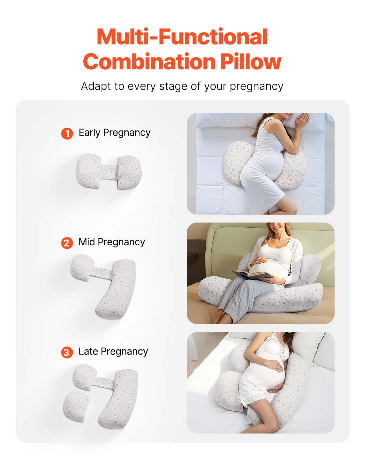 Pregnancy Pillows, Adjustable Maternity Pillow for Pregnant Women, Soft Pregnancy Body Pillow with Removable & Washable Cover for Back Belly Hip Support, Lightweight and Portable - Image 2