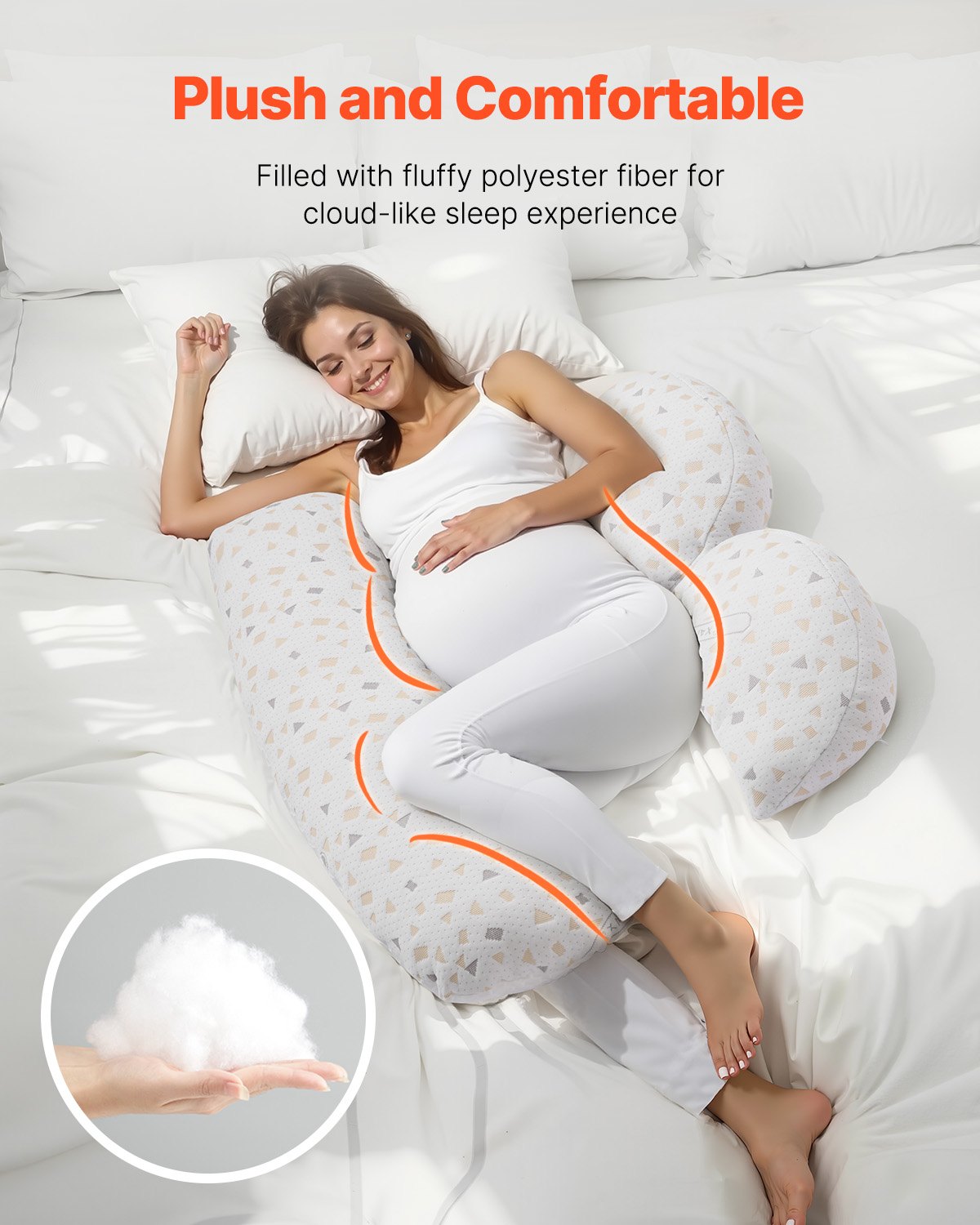 Pregnancy Pillows, Adjustable Maternity Pillow for Pregnant Women, Soft Pregnancy Body Pillow with Removable & Washable Cover for Back Belly Hip Support, Lightweight and Portable - Image 3