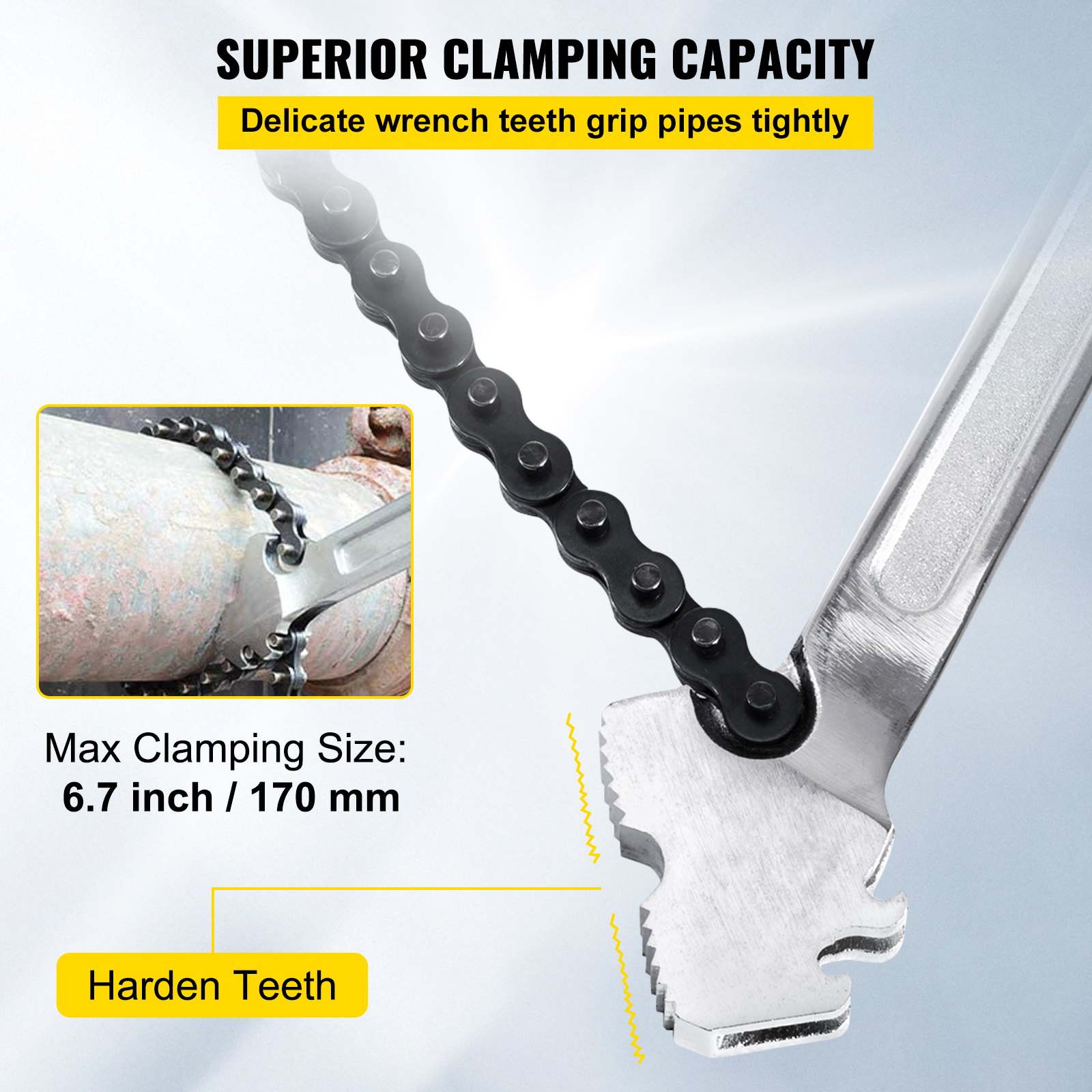 24 Inch Pipe Chain Wrench Heavy Duty 6.7 Inch Chain Wrench - Image 3