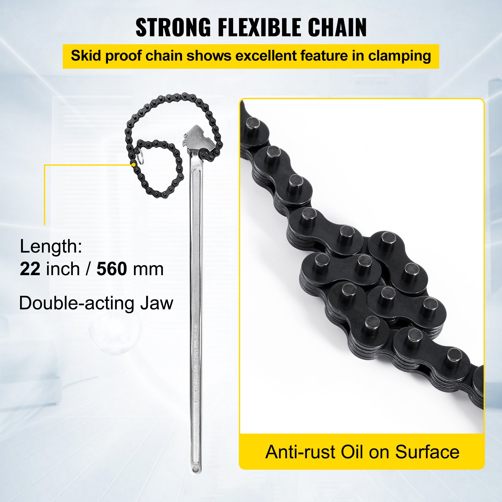 24 Inch Pipe Chain Wrench Heavy Duty 6.7 Inch Chain Wrench - Image 4