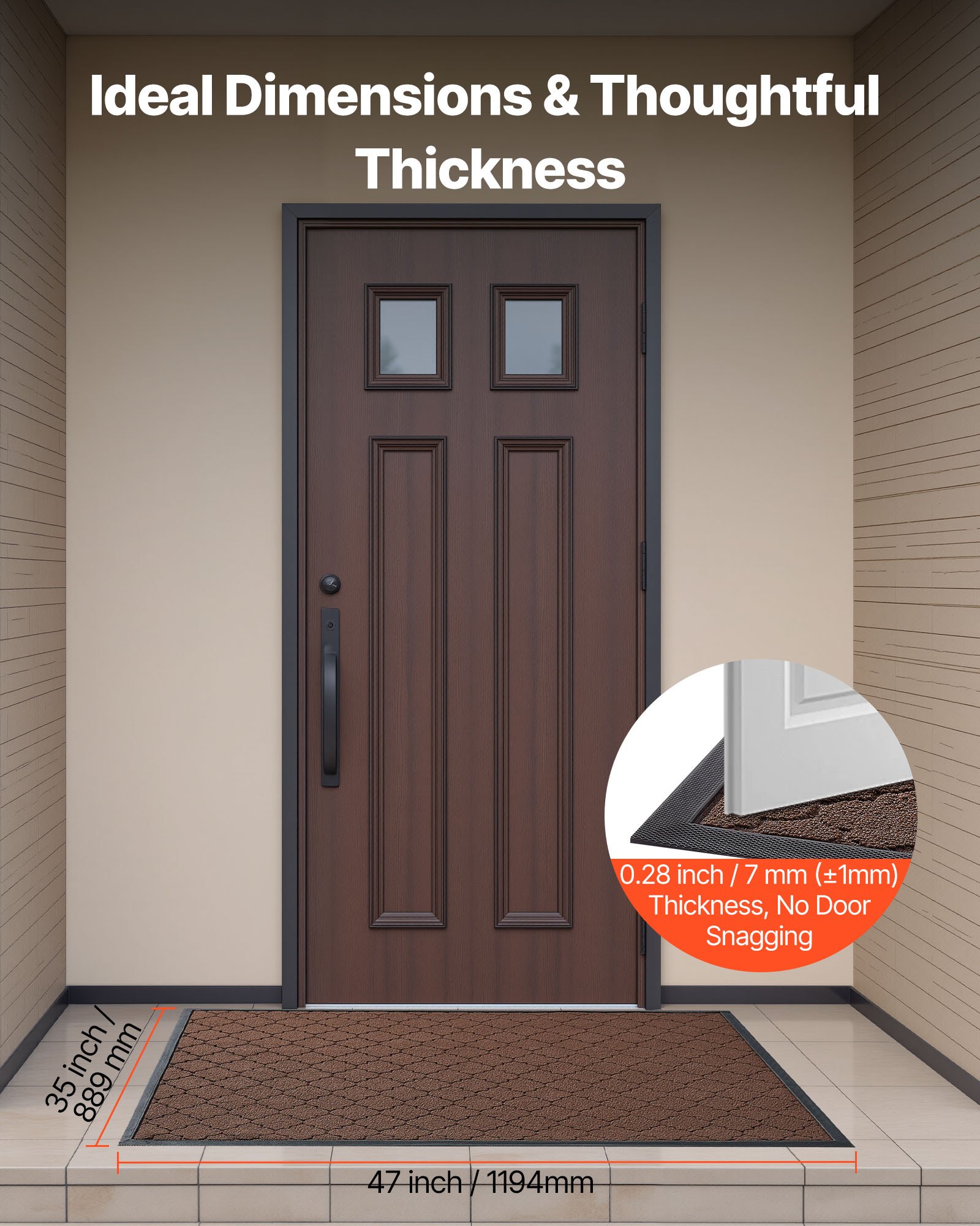 Front Door Mat, 1194 x 889 mm Commercial Floor Mat for Indoor and Outdoor, Modern Stylish Carpet with TPE Backing, Heavy Duty Washable Entry Industrial Rug for Hallway, Balcony, Garage, Brown - Image 2