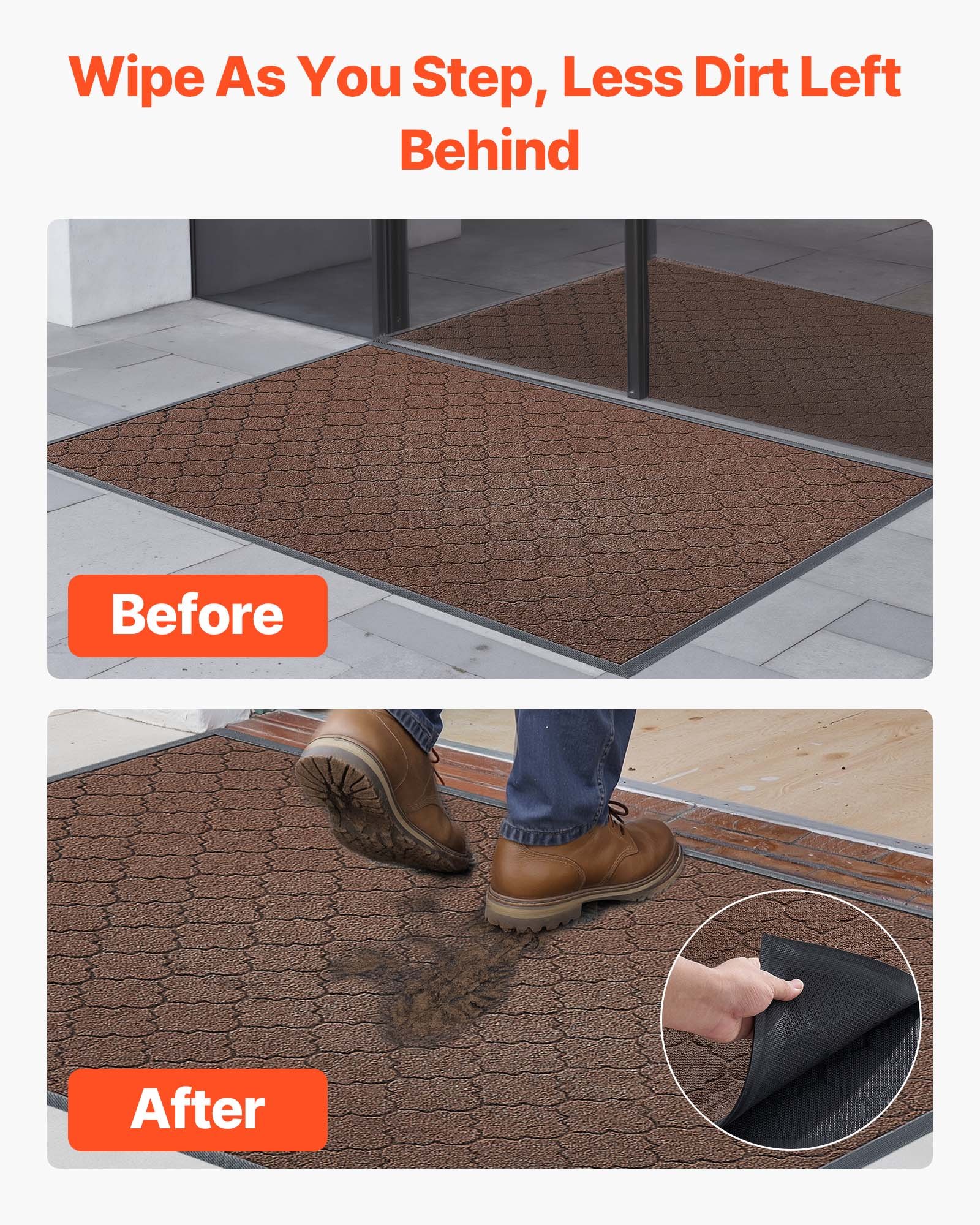 Front Door Mat, 1194 x 889 mm Commercial Floor Mat for Indoor and Outdoor, Modern Stylish Carpet with TPE Backing, Heavy Duty Washable Entry Industrial Rug for Hallway, Balcony, Garage, Brown - Image 5