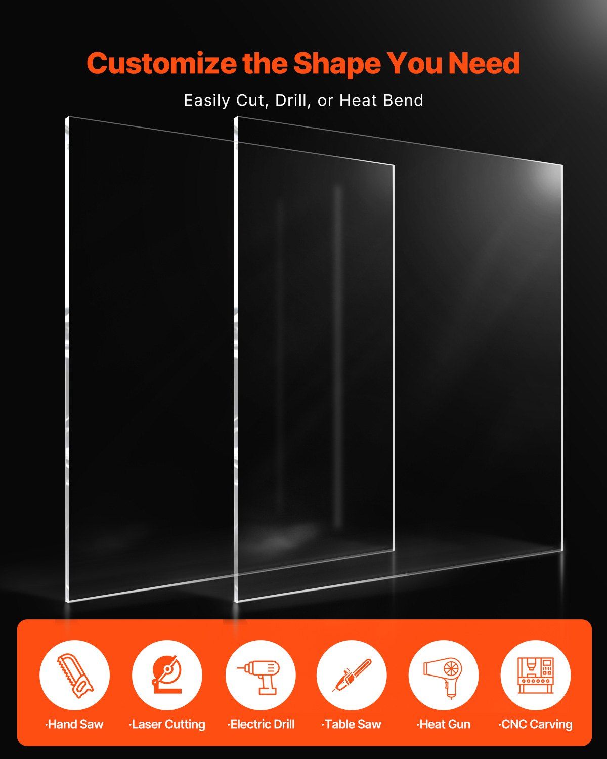 Plexiglass Acrylic Sheet, 2-Pack Plastic Sheets, 610 x 914 mm 6 mm Thick Clear Plastic Cast Transparent Glass for Crafting Projects, Replacement Picture Frame Glass, DIY Display, Easy to Cut - Image 5