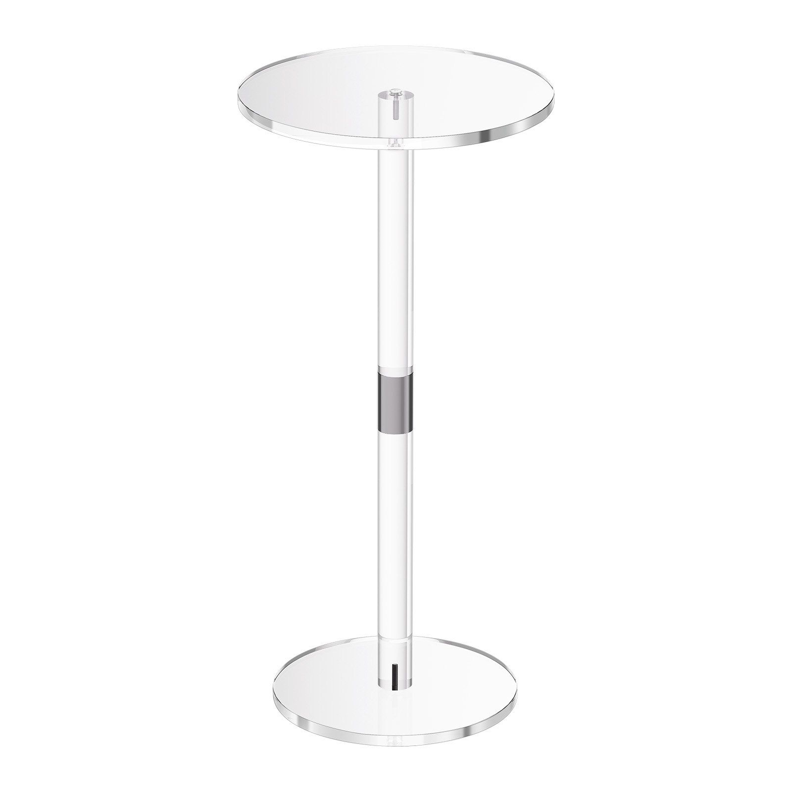 Acrylic Drink Table, Clear End Table Round Top with Solid Post, Modern Acrylic Cake Table Stand, Transparent Side Desk for Coffee, Drink, Food, Snack, Easy Assembly, 25.4 x 25.4 x 54 cm (Clear) - Image 1