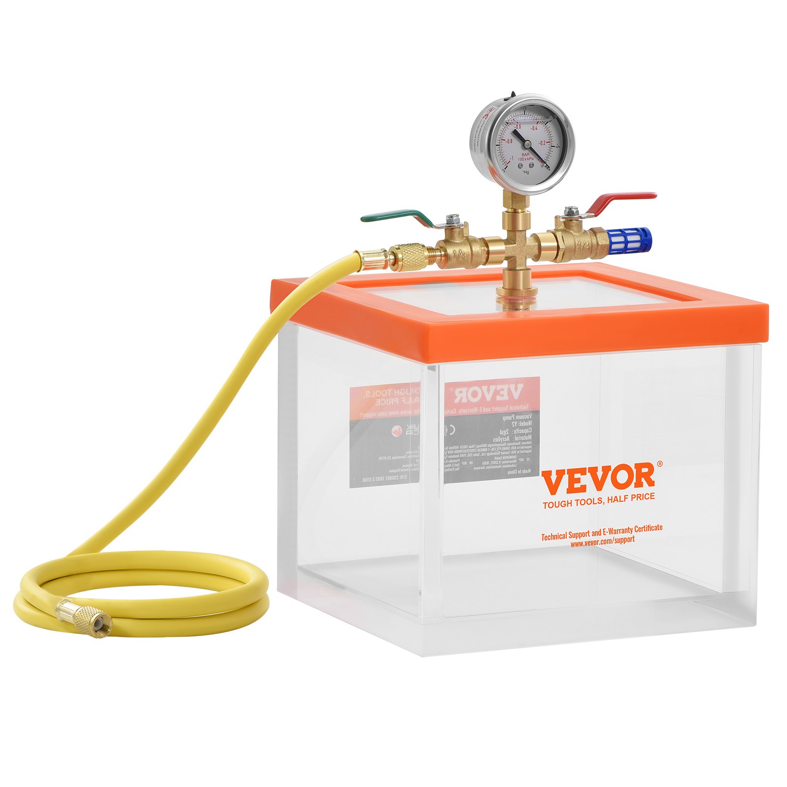 2 Gallon Vacuum Chamber, Upgraded Multipurpose Acrylic Vacuum Degassing Chamber, Transparent Vacuum Chamber, for Resin Degassing, Silica Gel Degassing, Gypsum Degassing and Vacuum Extraction - Image 1