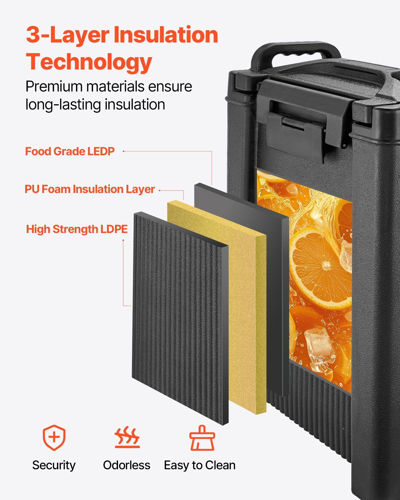 Insulated Beverage Dispenser, 5 Gal/19L Hot and Cold Beverage Server with Spigot & Handle, Food-Grade Thermal Drink Dispenser Cooler for Tea Coffee Water in Cafes & Restaurants, 2 Pack, Black - Image 3