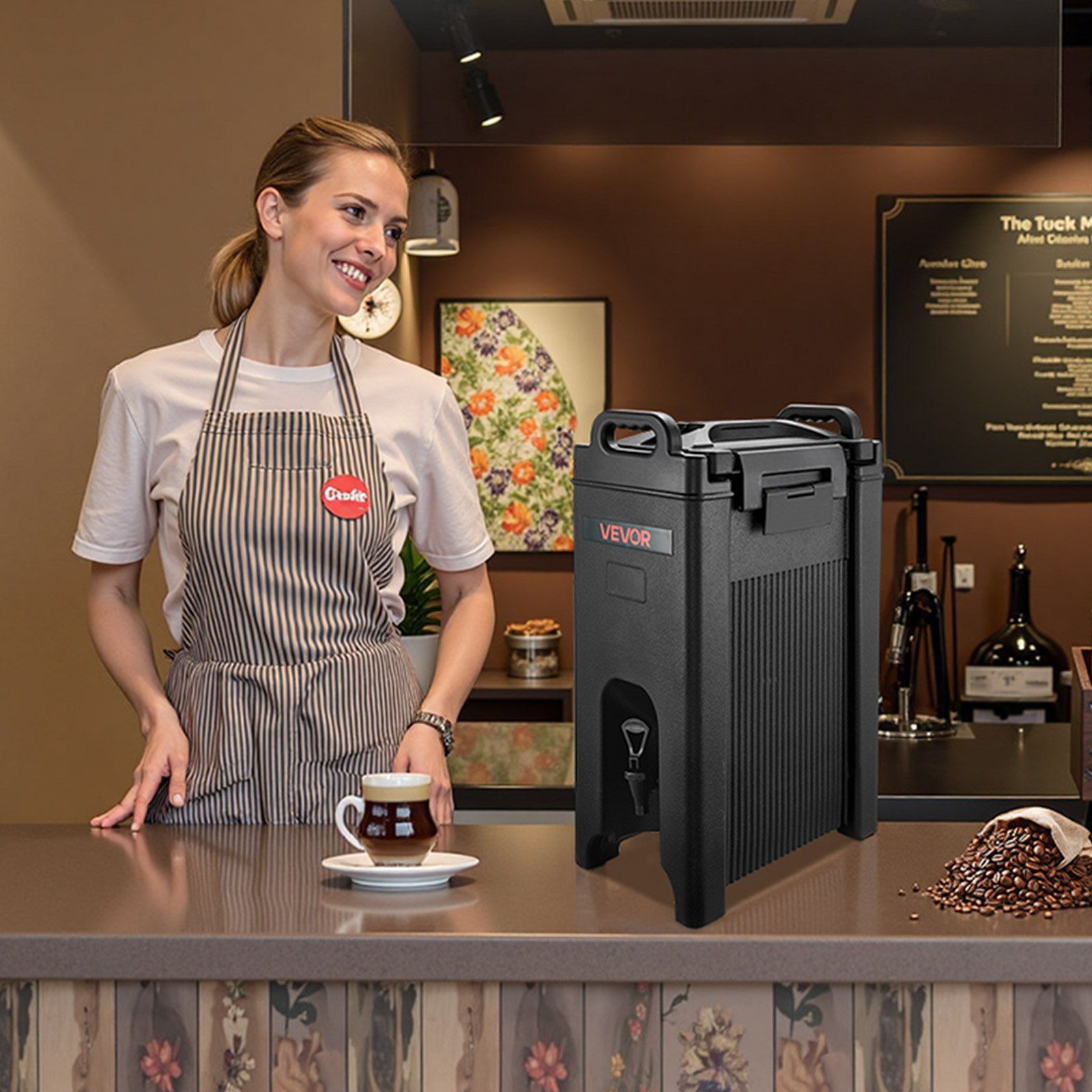 Insulated Beverage Dispenser, 5 Gal/19L Hot and Cold Beverage Server with Spigot & Handle, Food-Grade Thermal Drink Dispenser Cooler for Tea Coffee Water in Cafes & Restaurants, 2 Pack, Black - Image 8
