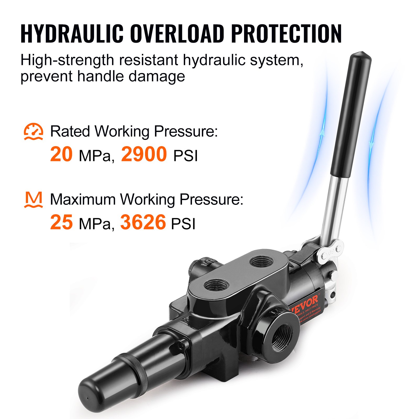 Hydraulic Log Splitter Valve 1 Spool, 25 GPM Hydraulic Directional Control Valve, 3626PSI Hydraulic Loader Valve, Hydraulic Joystick Control Valve for Small Tractors, Loaders, Log Splitter - Image 5