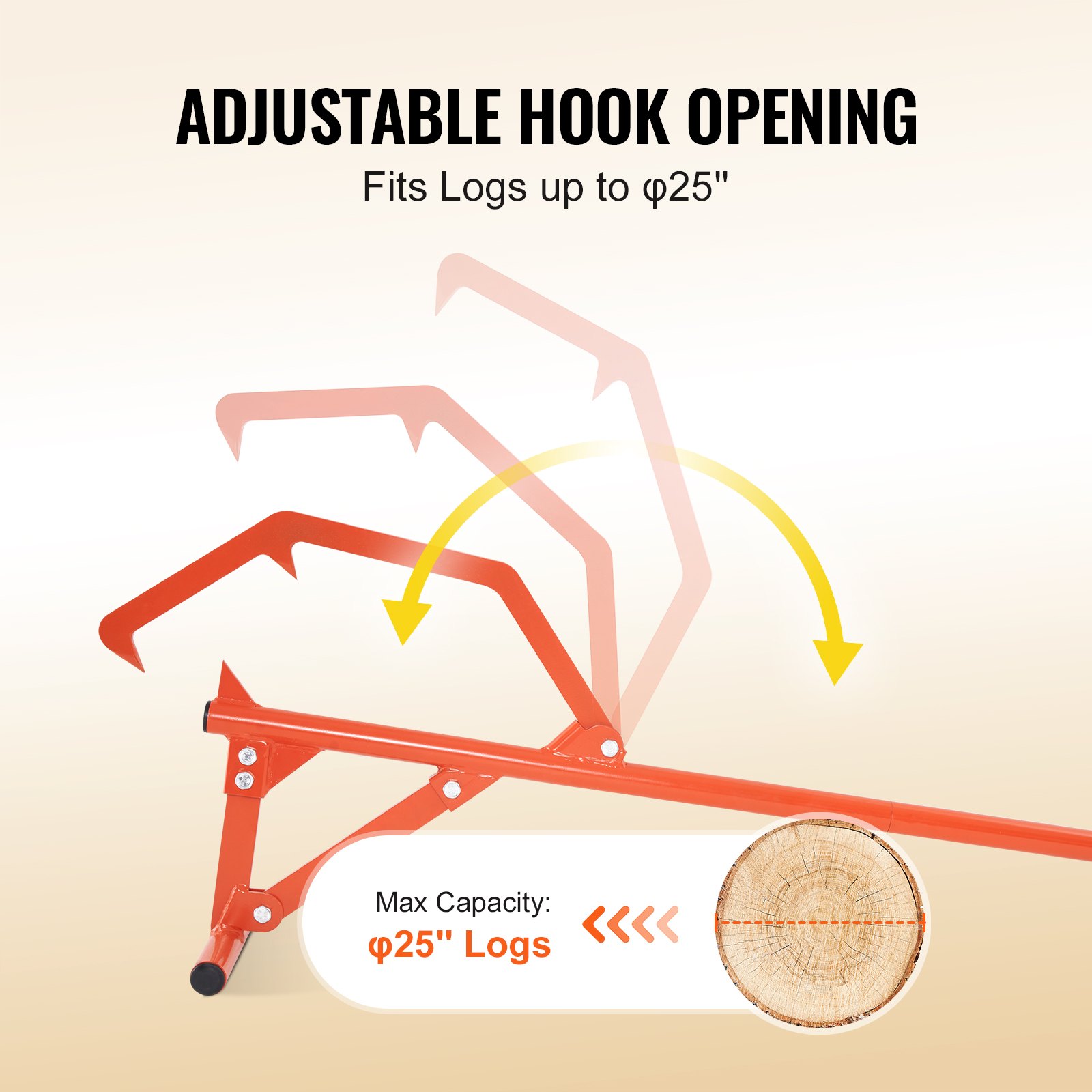 Timberjack, 46.5 in, Heavy Duty Steel Log Roller, Log Lifter with Adjustable Cant Hook, Logging Tools Log Jack for Logs Ups to 25