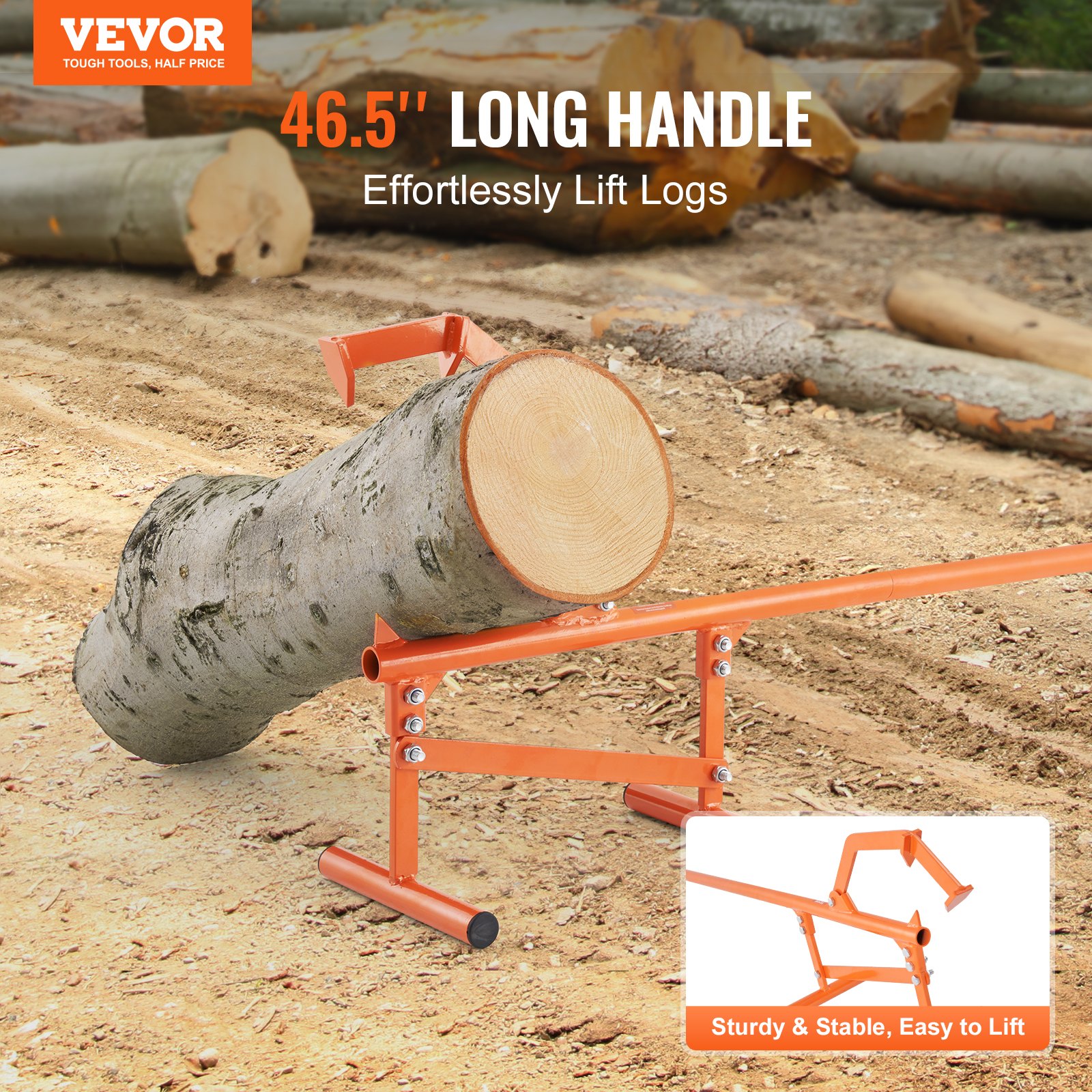 Timberjack, 46.5 in, Heavy Duty Steel Log Lifter, Log Roller with Adjustable Cant Hook, Logging Tools Log Jack for Logs Ups to 15