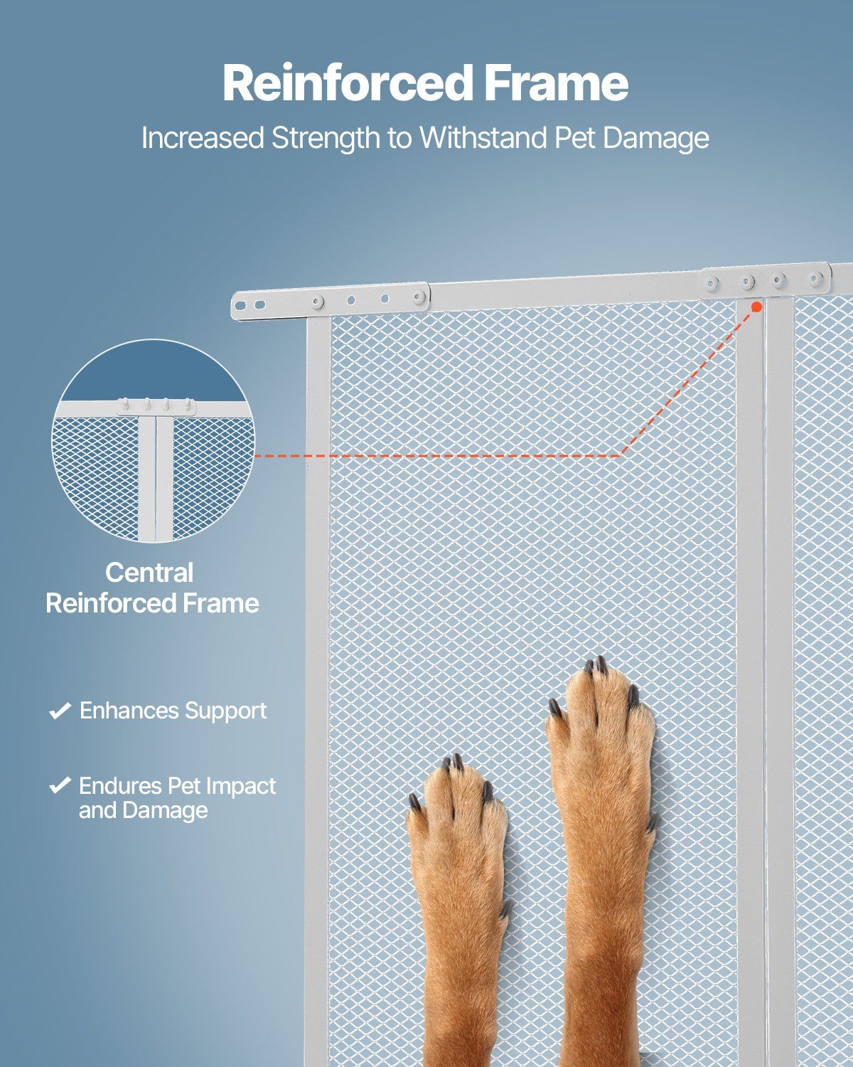 RV Screen Door Protector, 660.4 x 609.6 mm Door Grille, Easy to Install and Disassemble, Reinforced Breathable Protective Mesh, Aluminum Alloy Camper RV Entry Protector for Pet Protection, White - Image 4