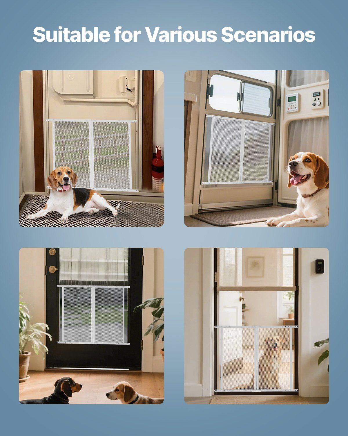RV Screen Door Protector, 660.4 x 609.6 mm Door Grille, Easy to Install and Disassemble, Reinforced Breathable Protective Mesh, Aluminum Alloy Camper RV Entry Protector for Pet Protection, White - Image 6