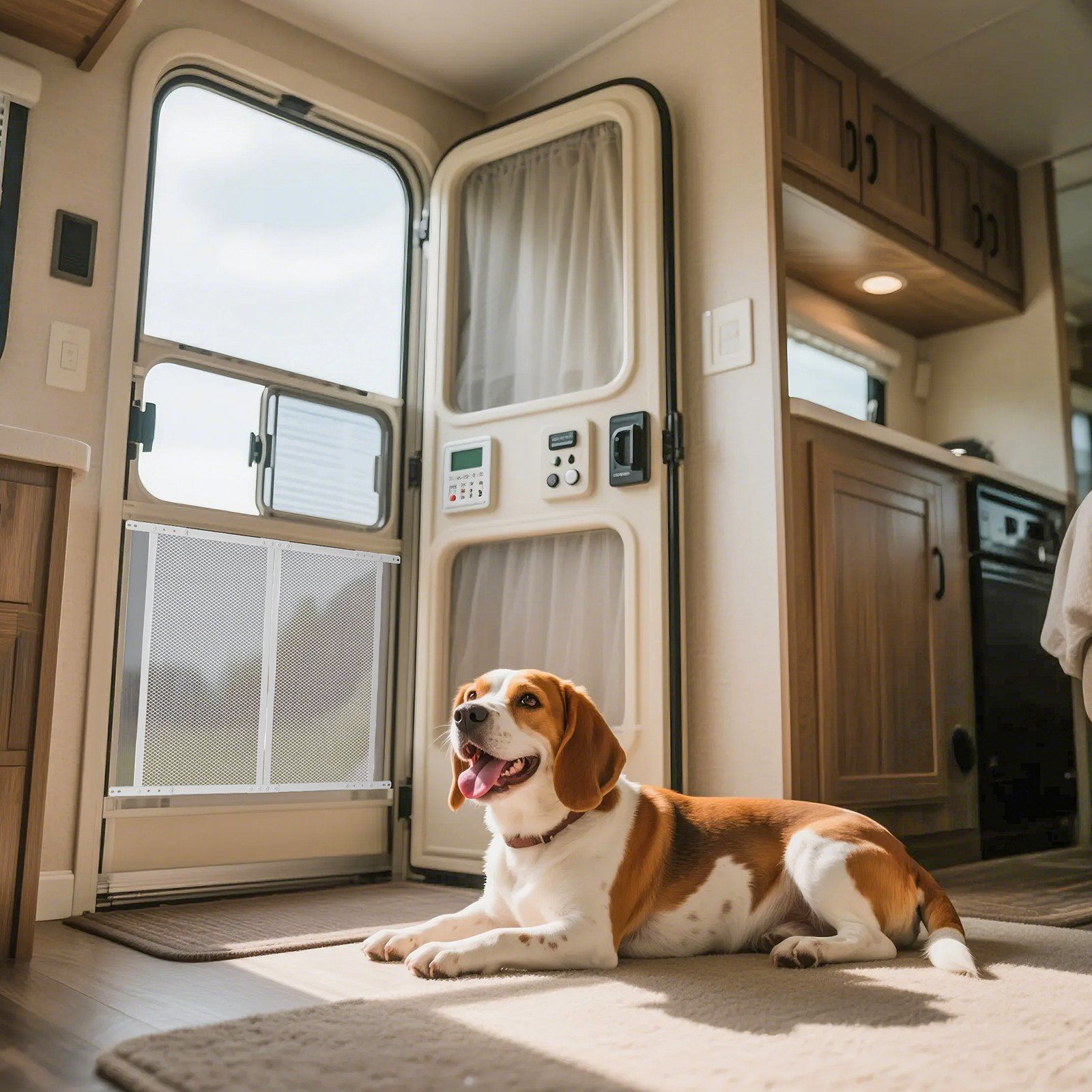 RV Screen Door Protector, 660.4 x 609.6 mm Door Grille, Easy to Install and Disassemble, Reinforced Breathable Protective Mesh, Aluminum Alloy Camper RV Entry Protector for Pet Protection, White - Image 8