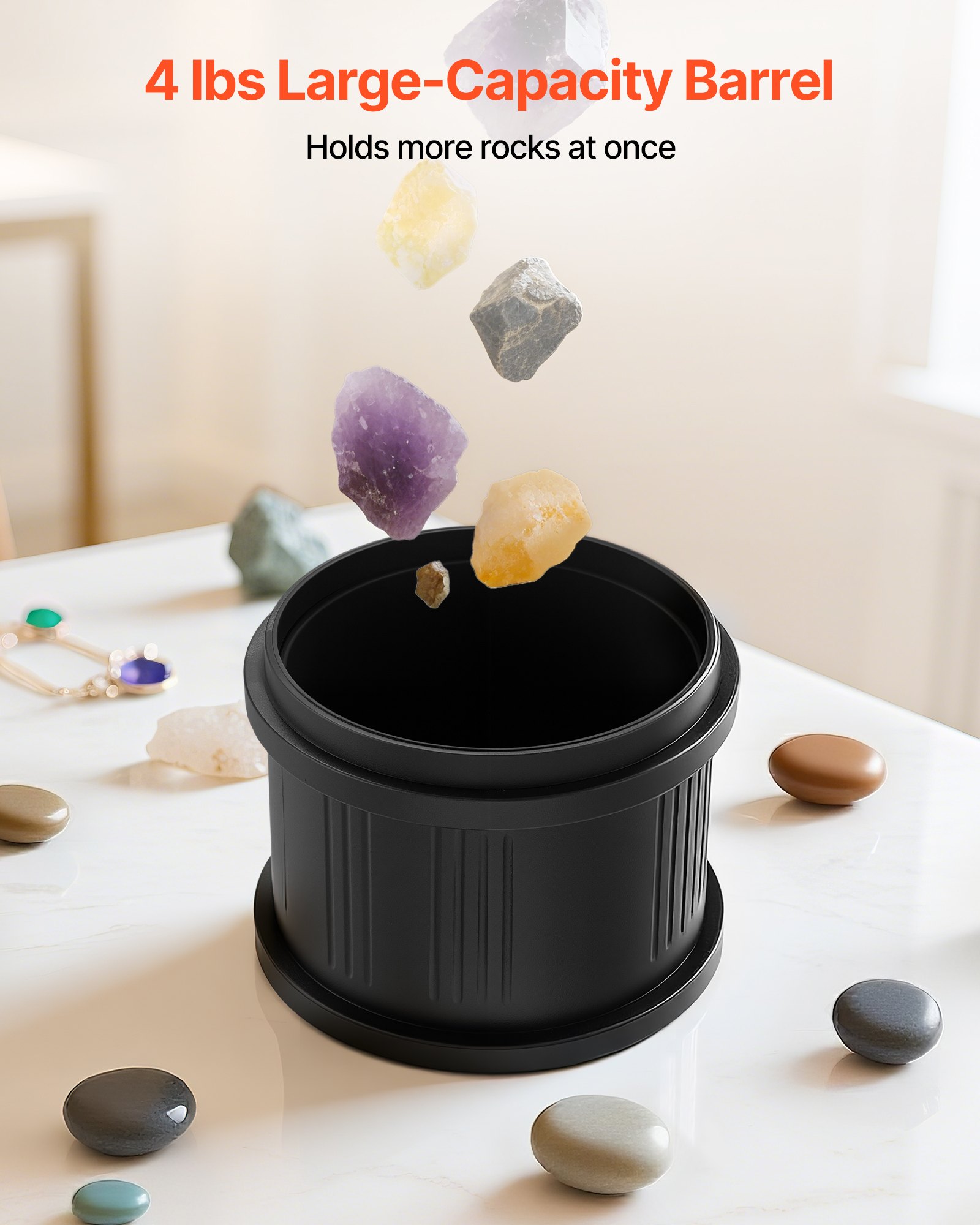 Rock Tumbler Kit, 4lbs Rock Polishing Kit, 4 Speed Settings 9-Day Polishing Timer Stone Polishing Kit, Belt-Free Rock Polisher with Adapter & Overload Protection, Rock Polisher for Adults Kids - Image 5