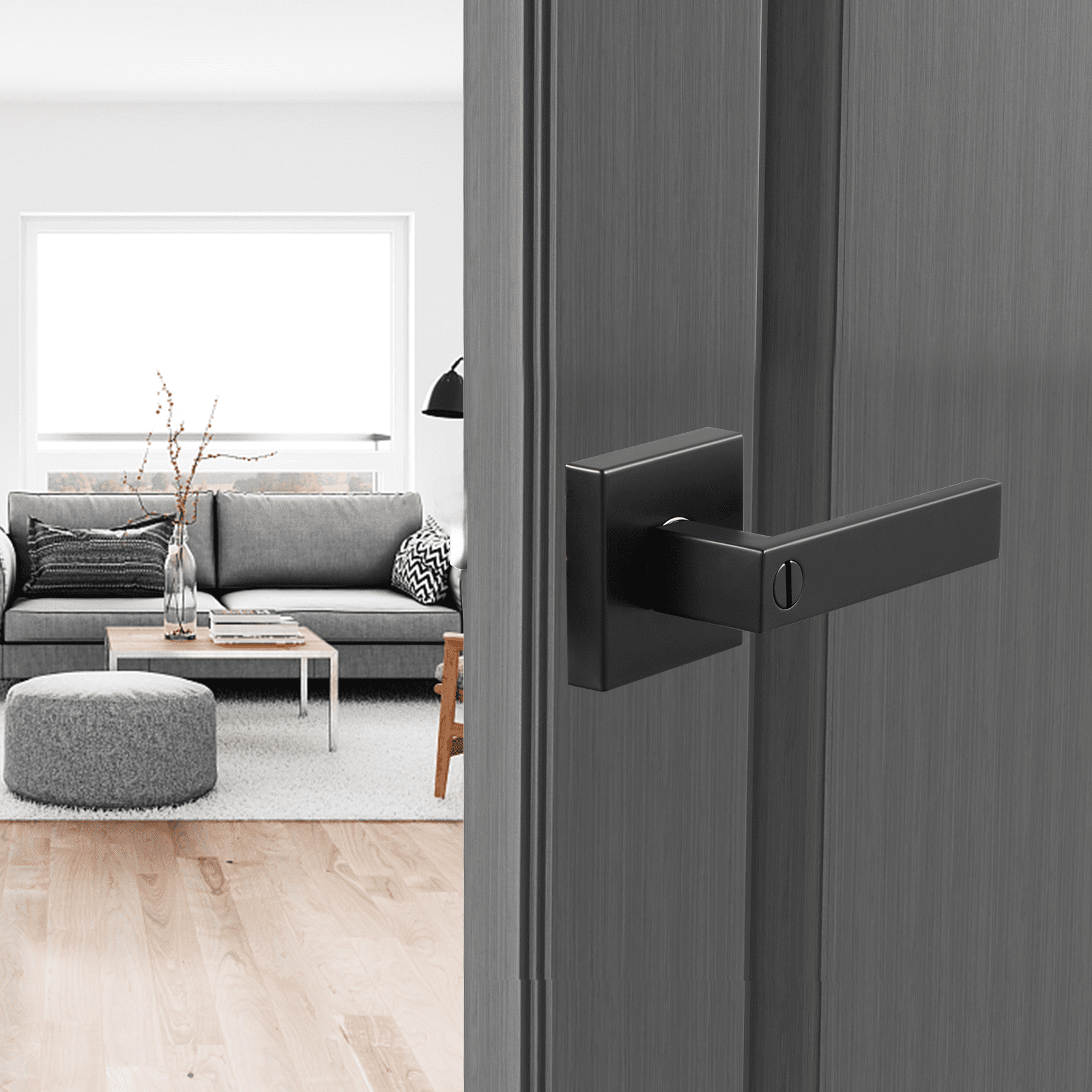 Privacy Door Handle, 10 Pack Matte Black Door Lever, Left or Right Handing Reversible Lever with Keyless Lock, 45° Rotation to Open, Universal Square Interior for Bedroom and Bathroom Doors - Image 8