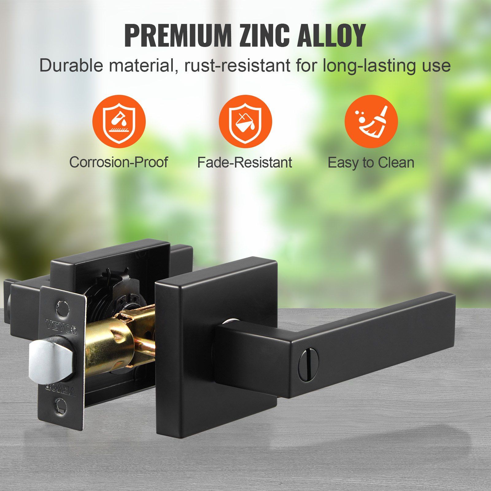 Privacy Door Handle, 1 Pack Matte Black Door Lever, Left or Right Handing Reversible Lever with Keyless Lock, 45° Rotation to Open, Universal Square Interior for Bedroom and Bathroom Doors - Image 5
